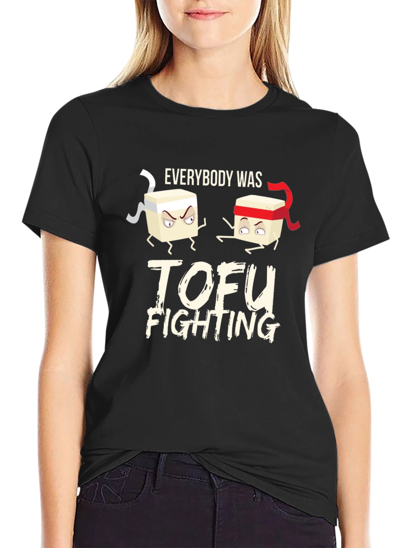 Tofu Fighting Graphic Tee - Soft Cotton Crew Neck