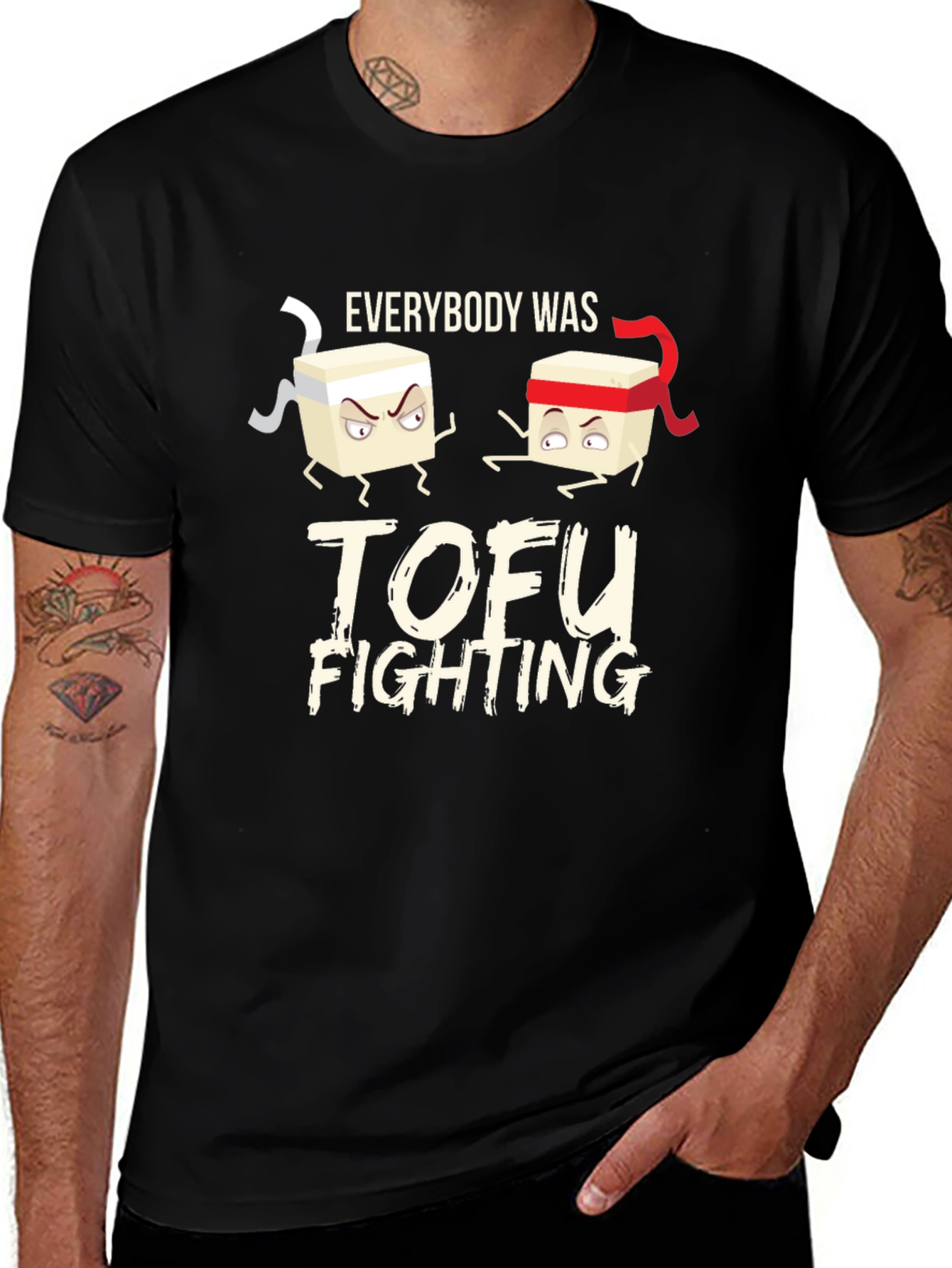 Tofu Fighting Graphic Tee - Soft Cotton Crew Neck