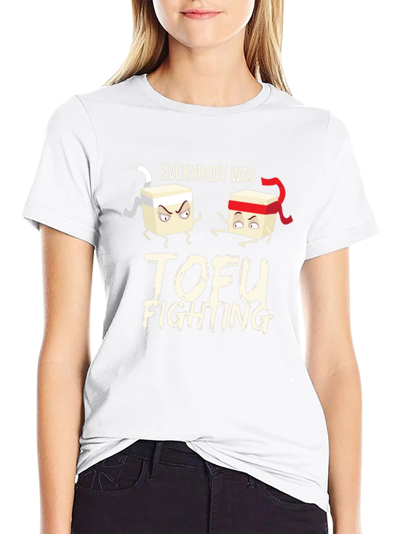 Tofu Fighting Graphic Tee - Soft Cotton Crew Neck