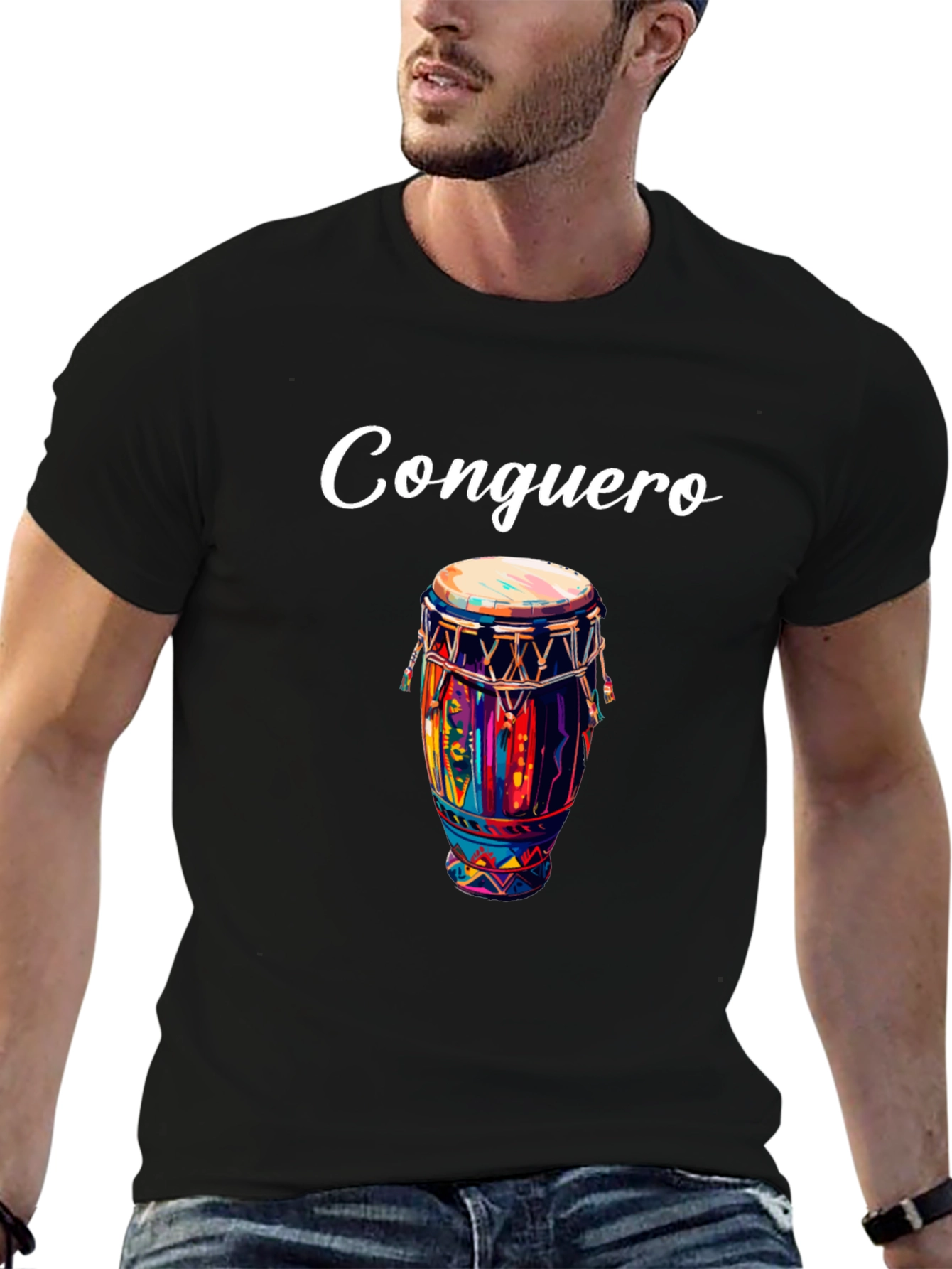 Conguero Drum T-Shirt - Unique Musical Design