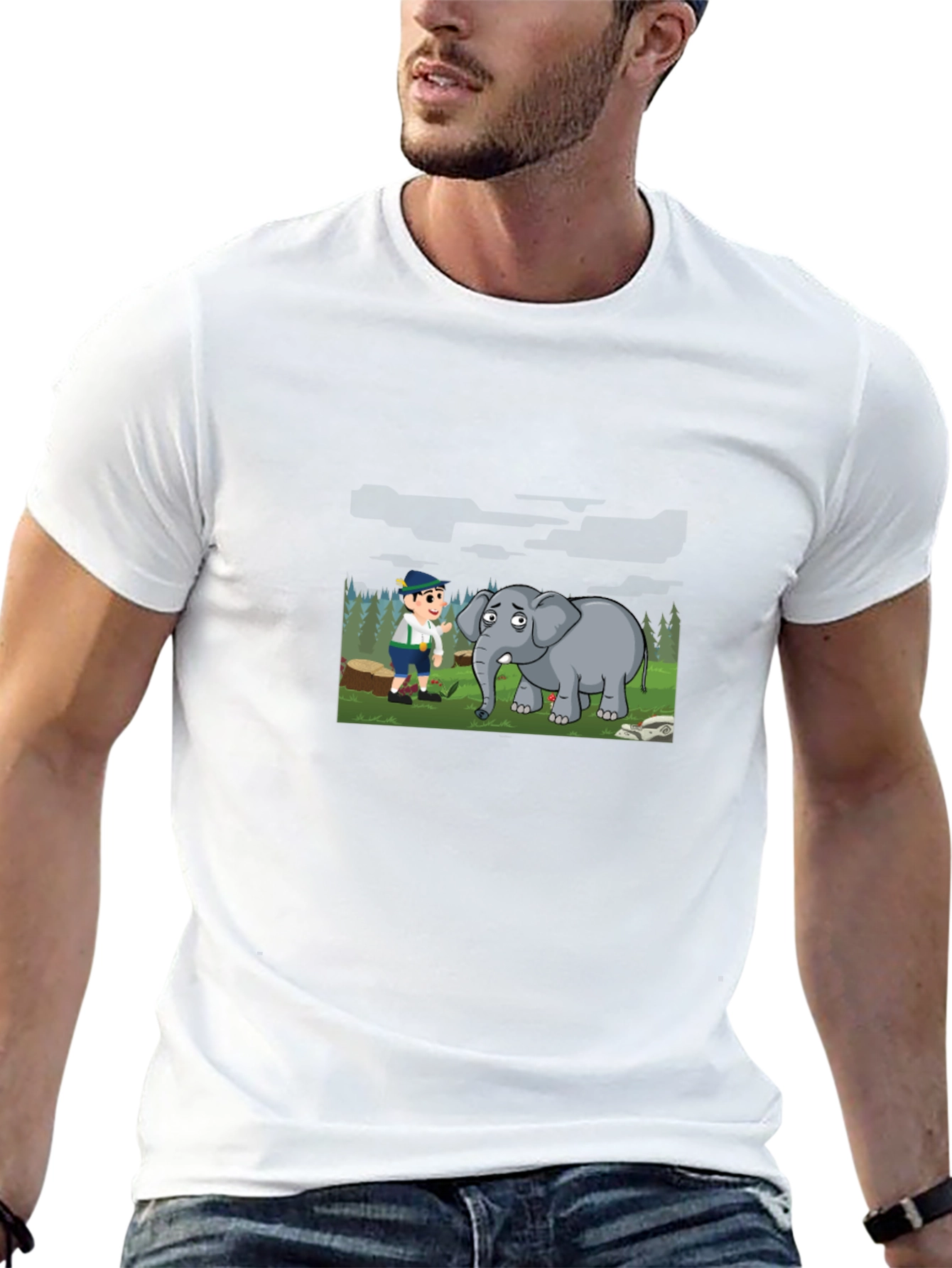 Cartoon Graphic Print Black Tee