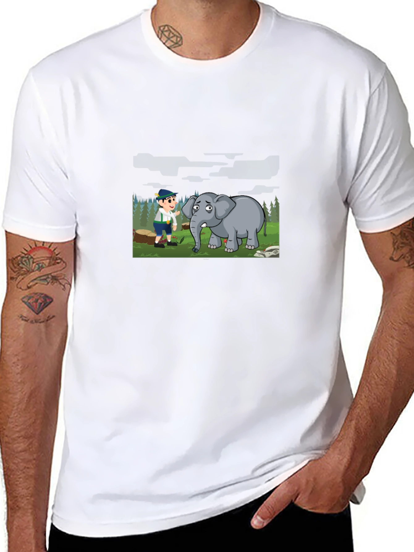 Cartoon Graphic Print Black Tee