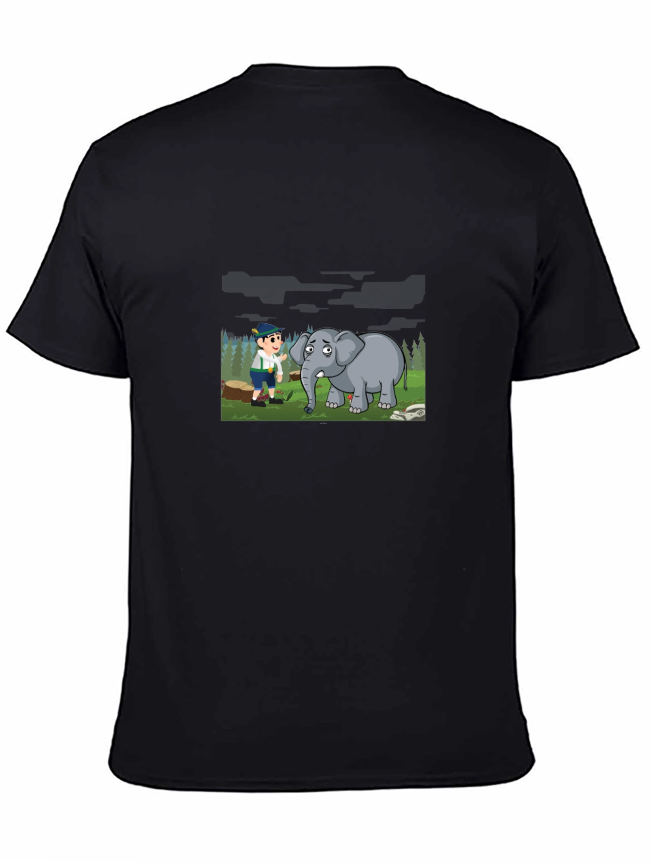 Cartoon Graphic Print Black Tee