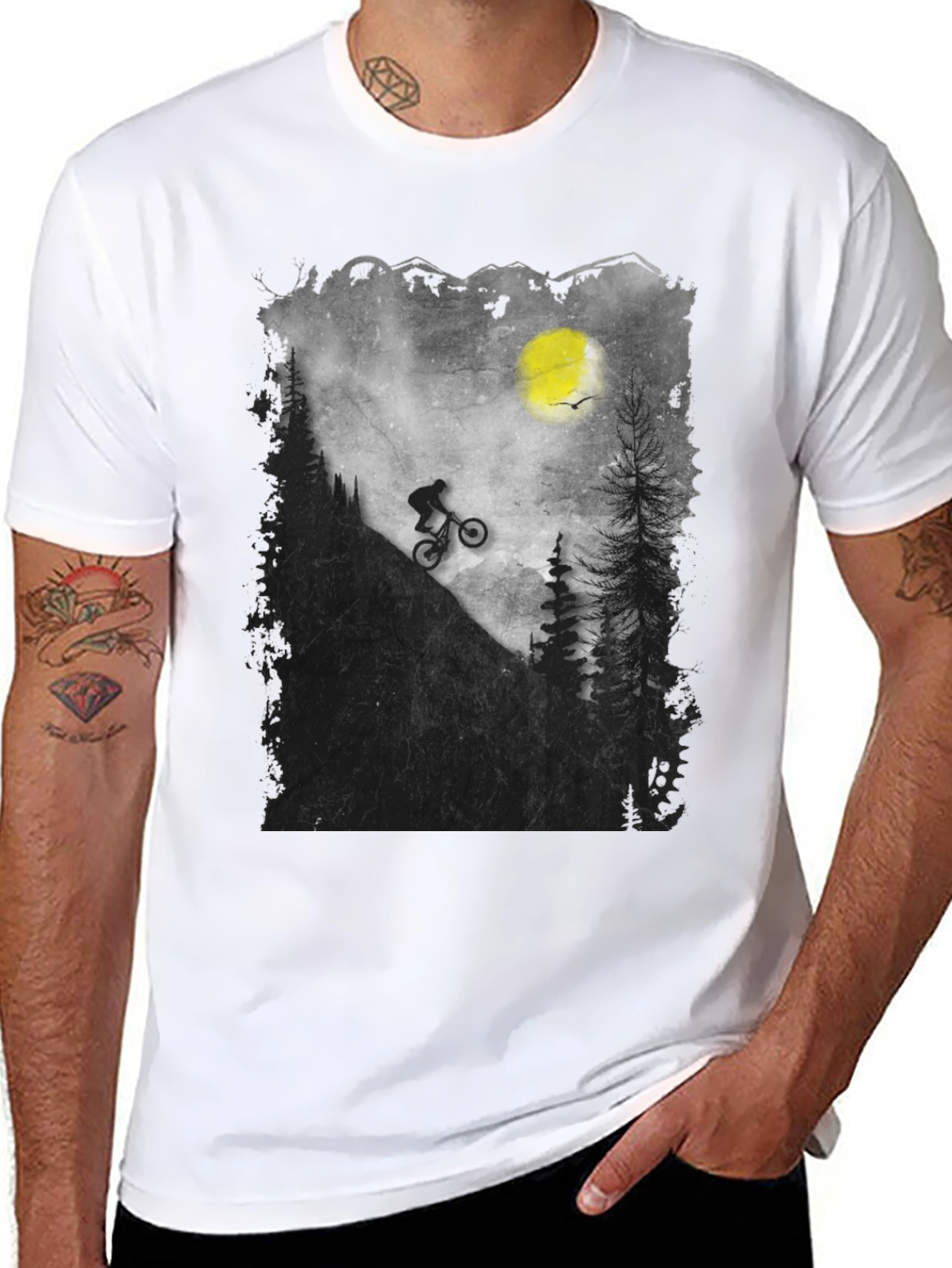 Mountain Biker Silhouette Graphic Tee