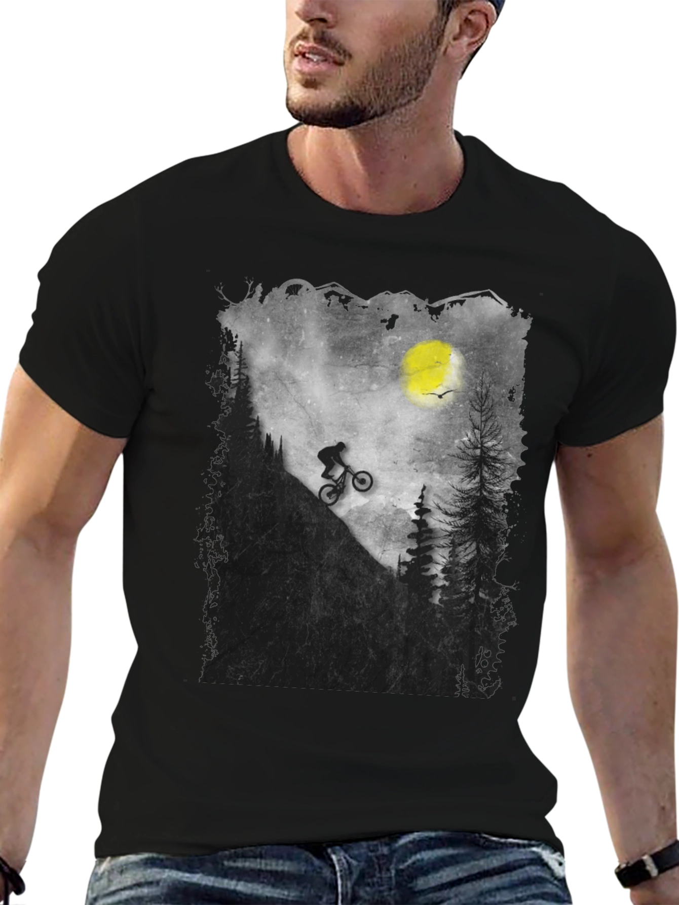 Mountain Biker Silhouette Graphic Tee