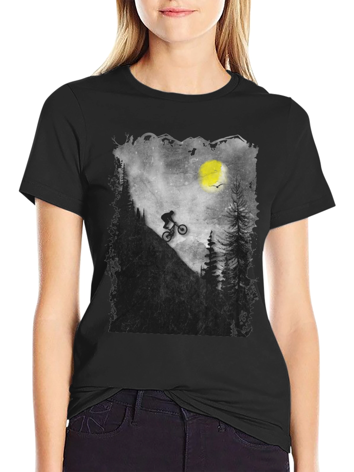 Mountain Biker Silhouette Graphic Tee