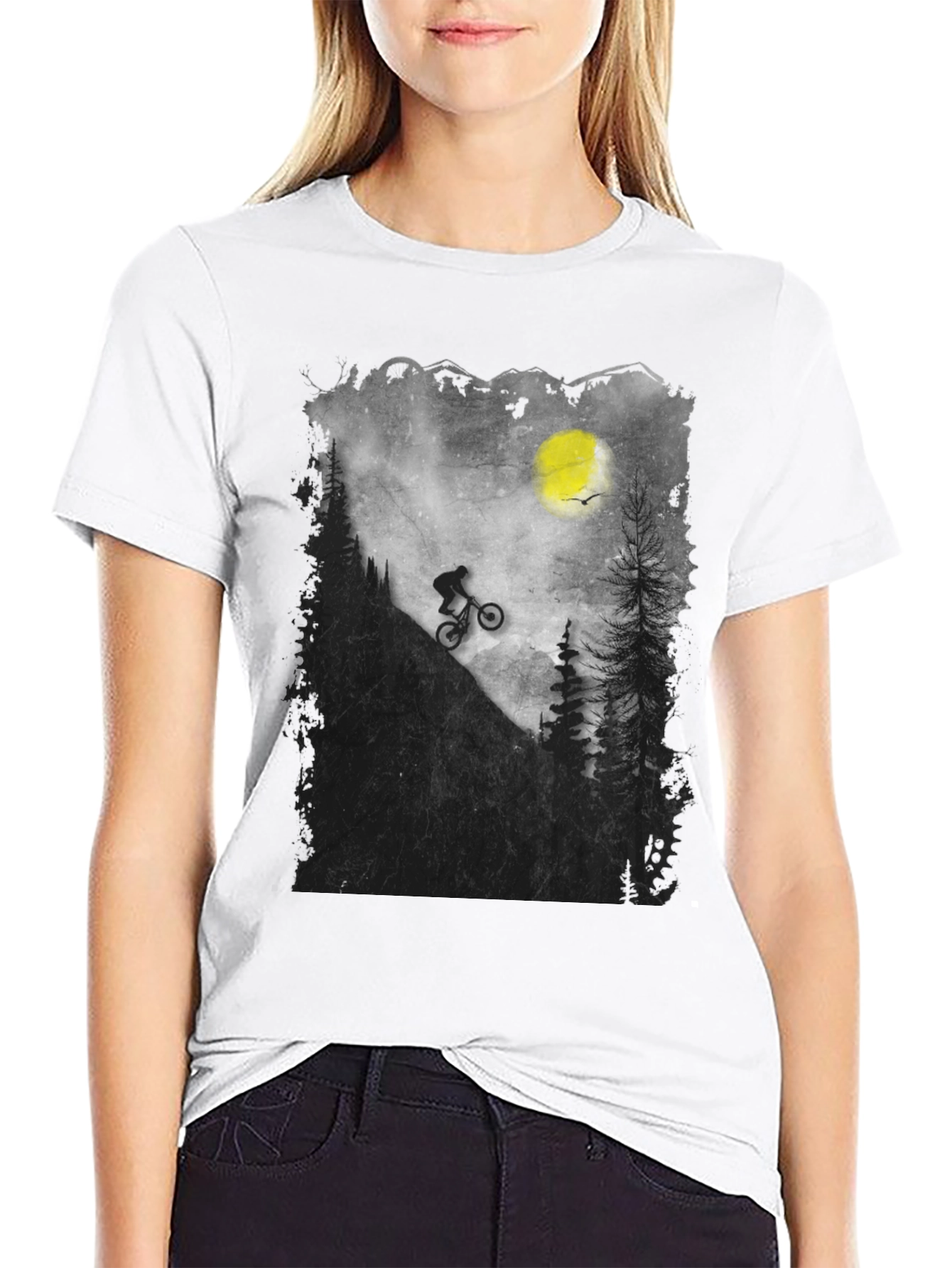 Mountain Biker Silhouette Graphic Tee
