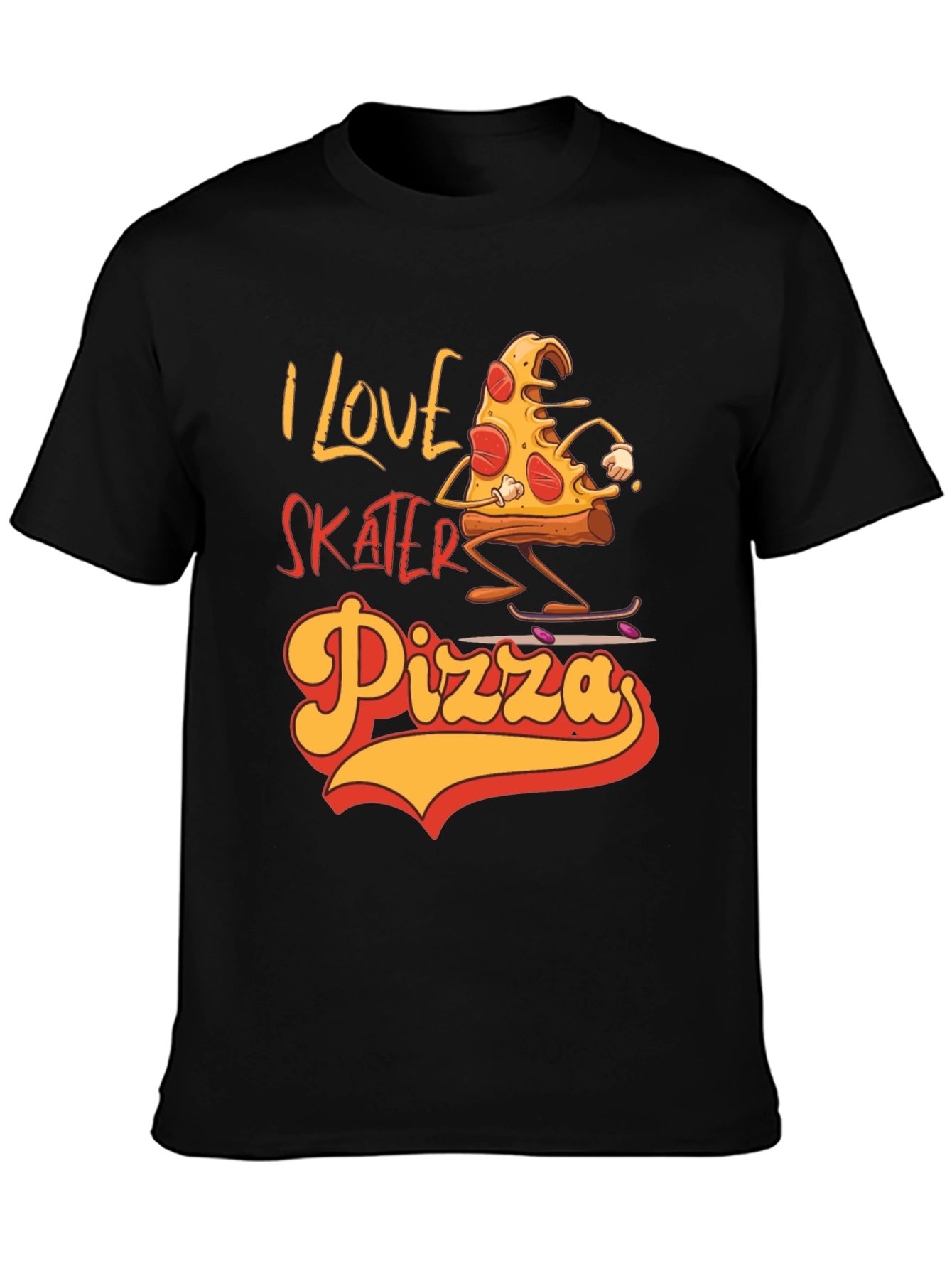 I Love Skater Pizza Graphic T-Shirt