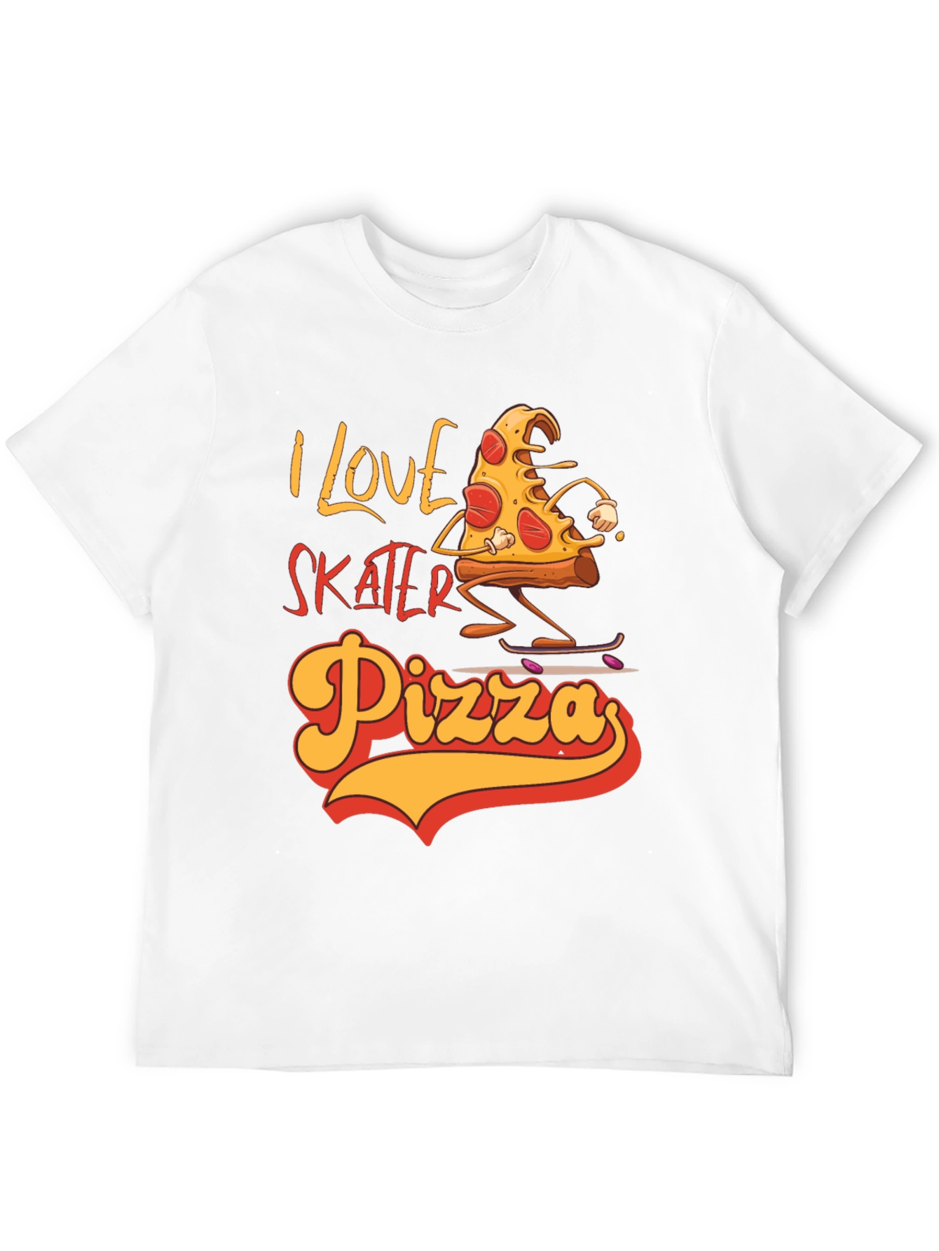 I Love Skater Pizza Graphic T-Shirt