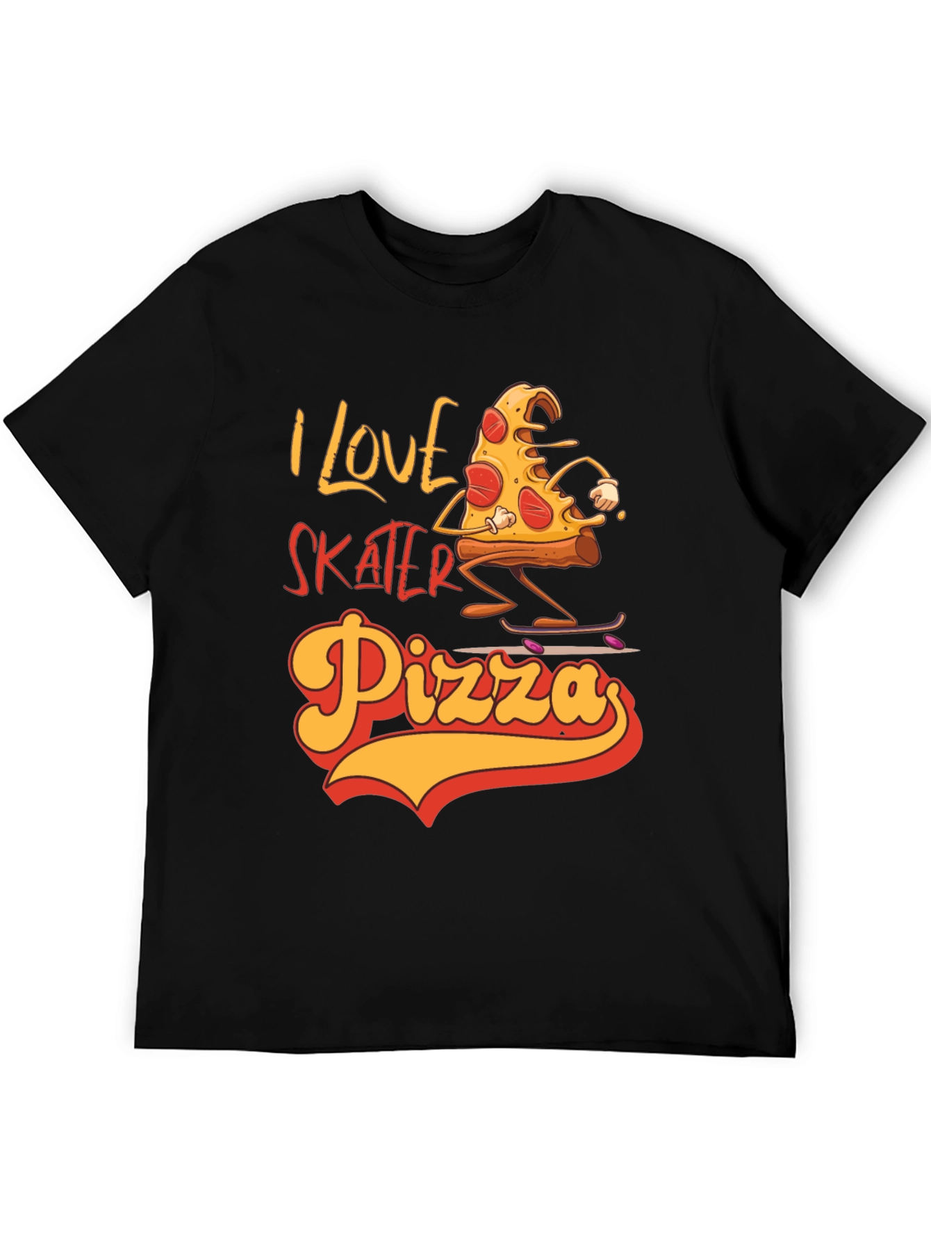 I Love Skater Pizza Graphic T-Shirt