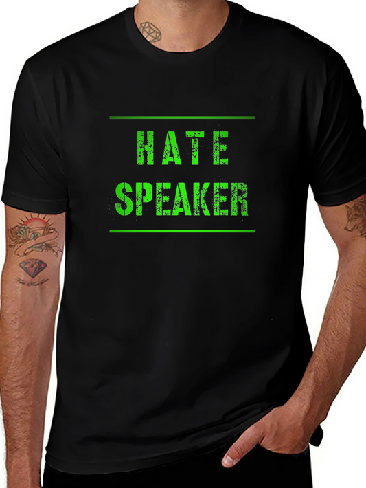 Hate Speaker Graphic Tee - Black Cotton T-Shirt