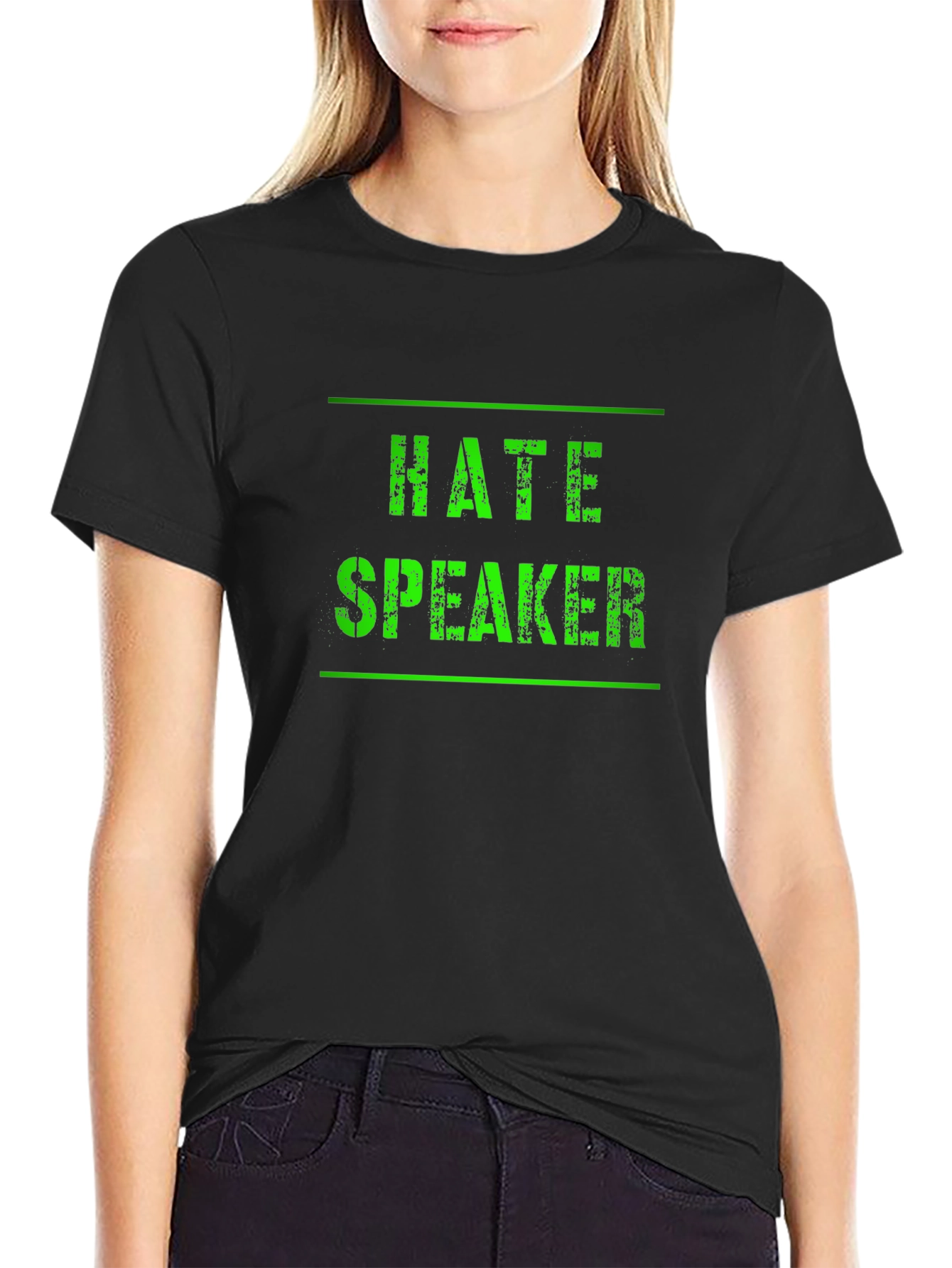 Hate Speaker Graphic Tee - Black Cotton T-Shirt