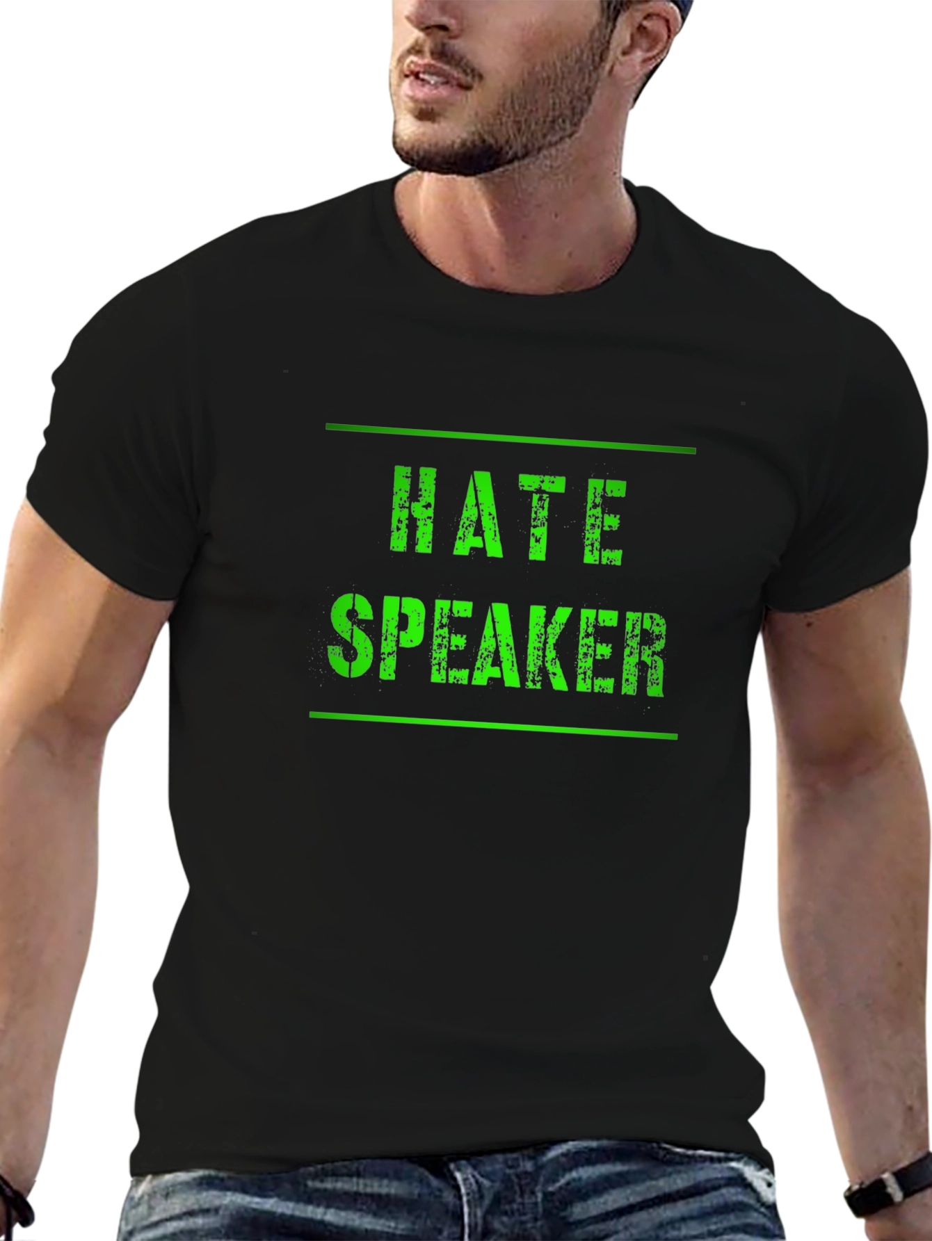 Hate Speaker Graphic Tee - Black Cotton T-Shirt