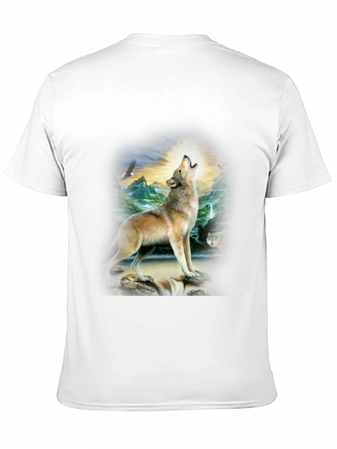 Wolf Print Graphic Tee - Mens Black T-Shirt