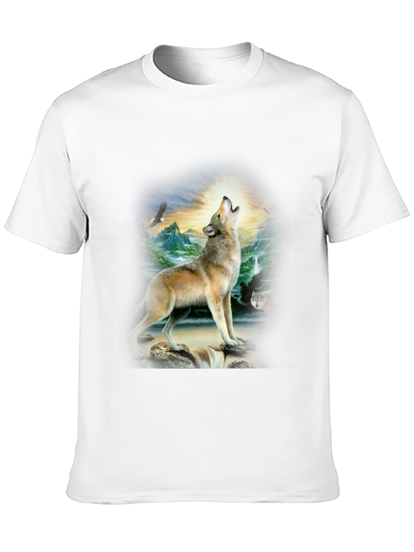 Wolf Print Graphic Tee - Mens Black T-Shirt