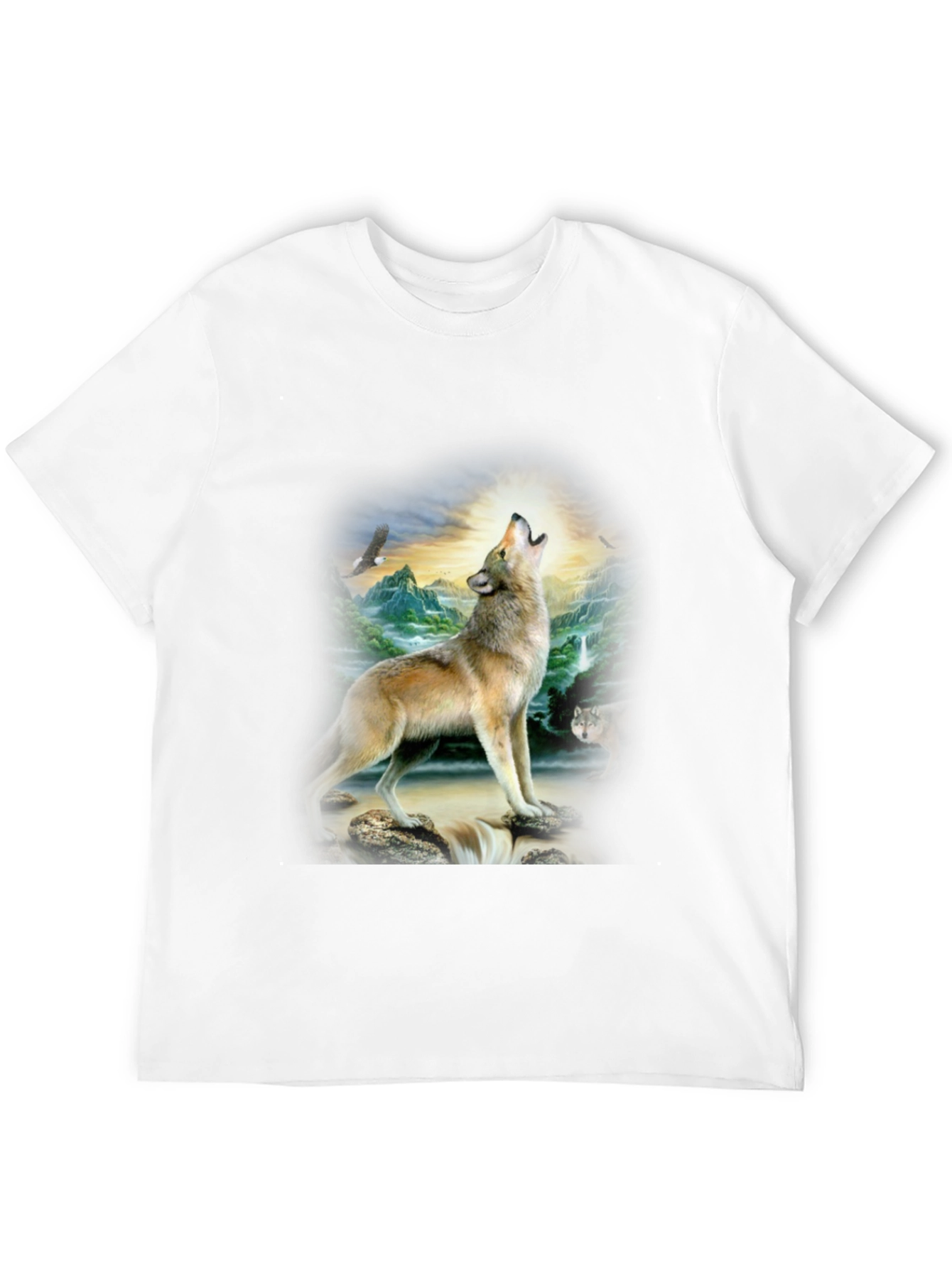 Wolf Print Graphic Tee - Mens Black T-Shirt