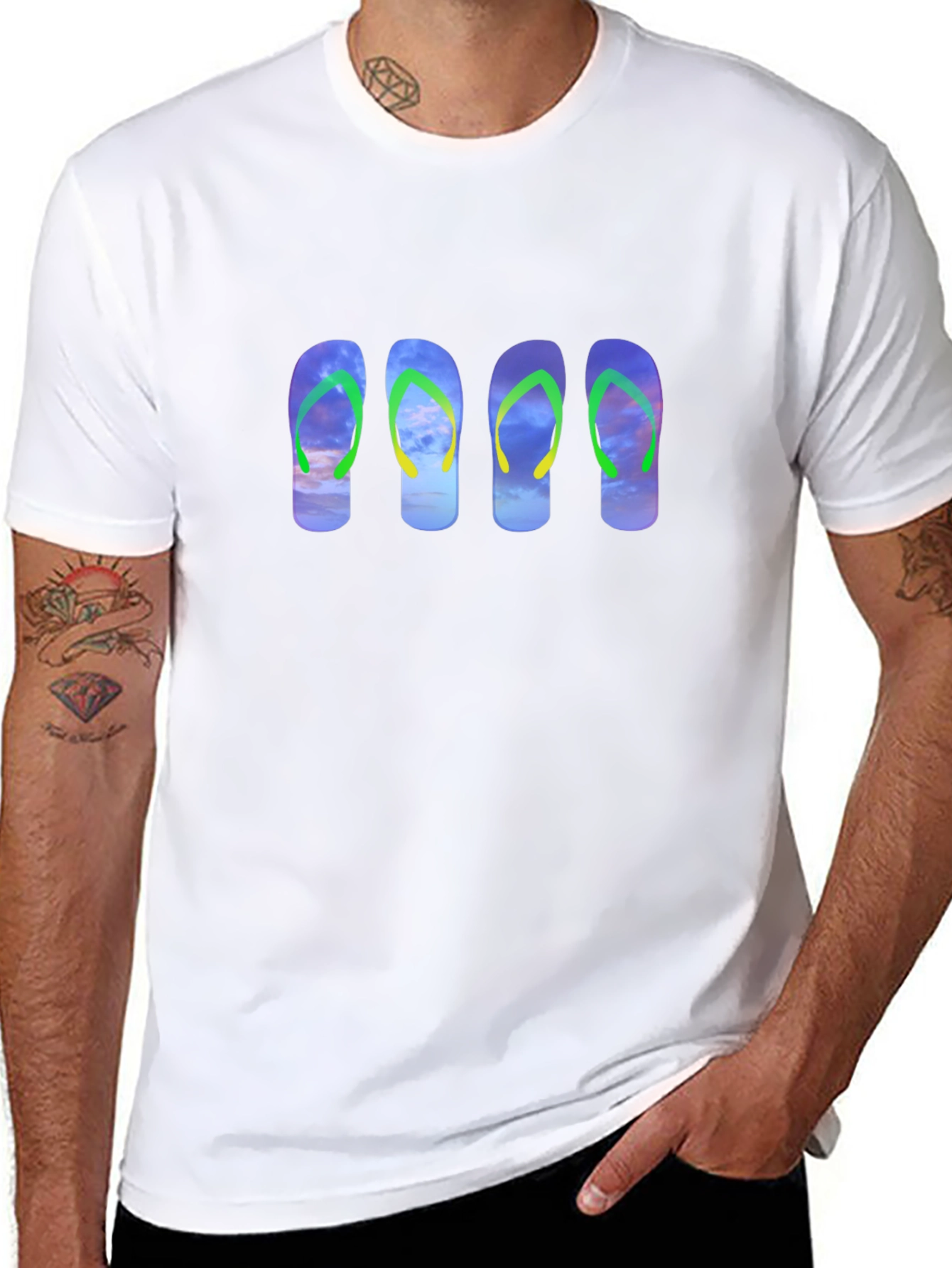 Flip Flop Sky Graphic Black Tee