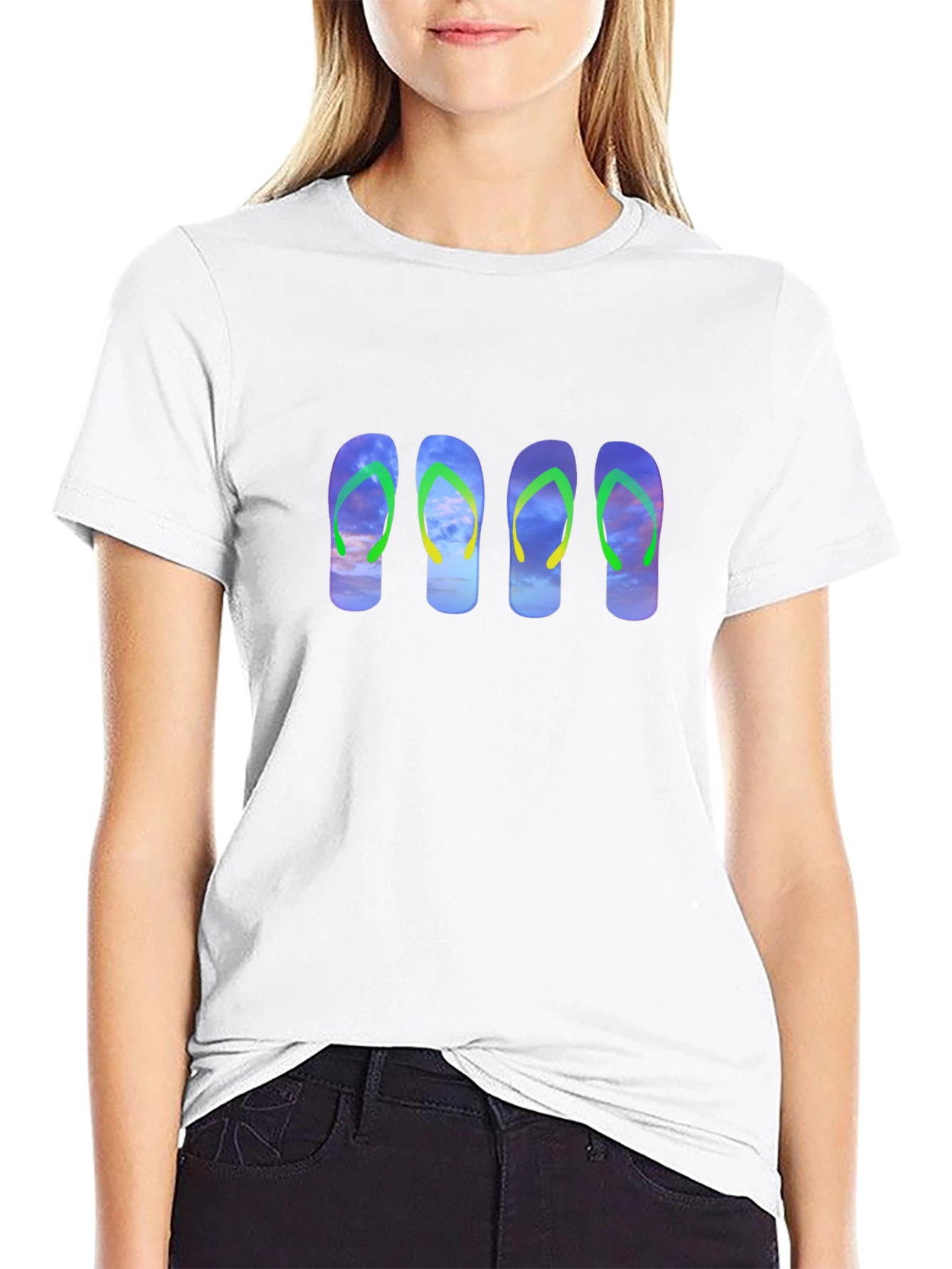 Flip Flop Sky Graphic Black Tee