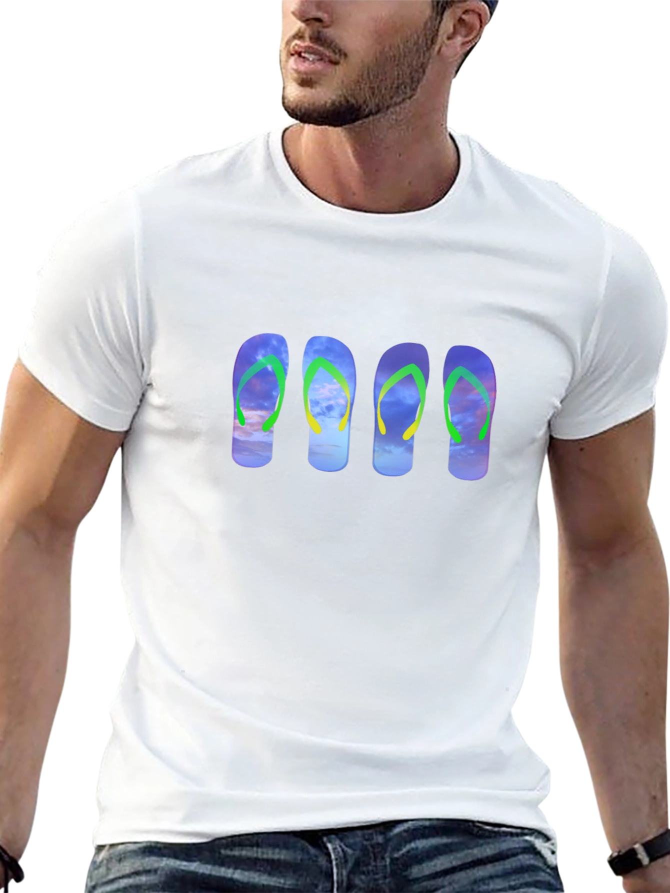 Flip Flop Sky Graphic Black Tee