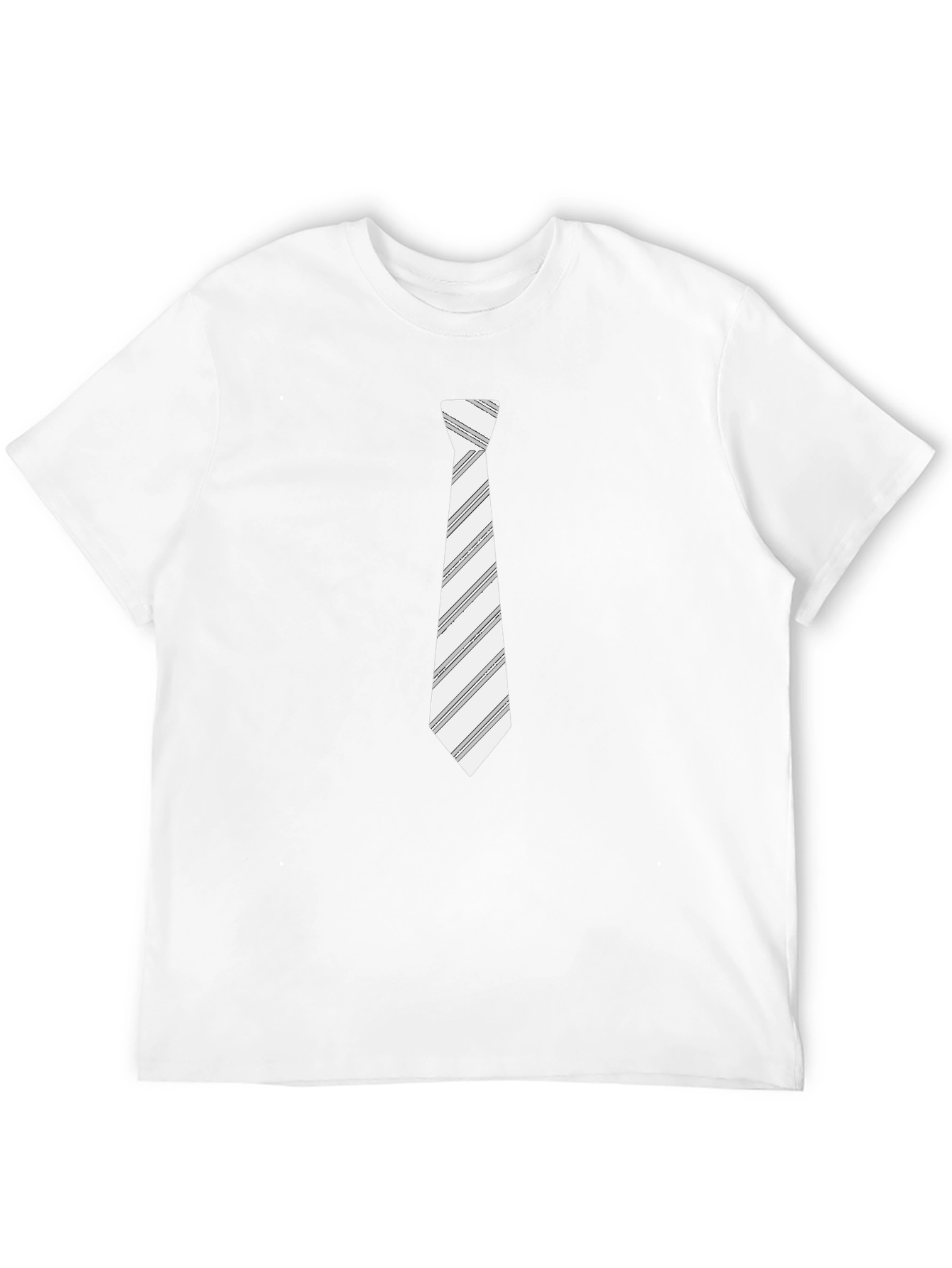 Black T-Shirt with Striped Tie Print