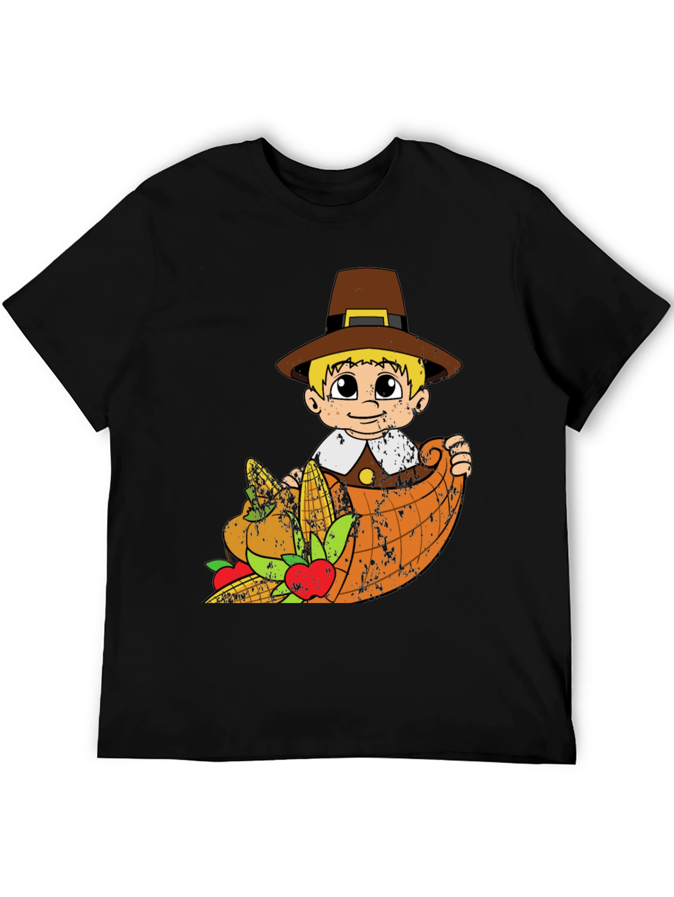Thanksgiving Pilgrim Boy Cornucopia T-Shirt