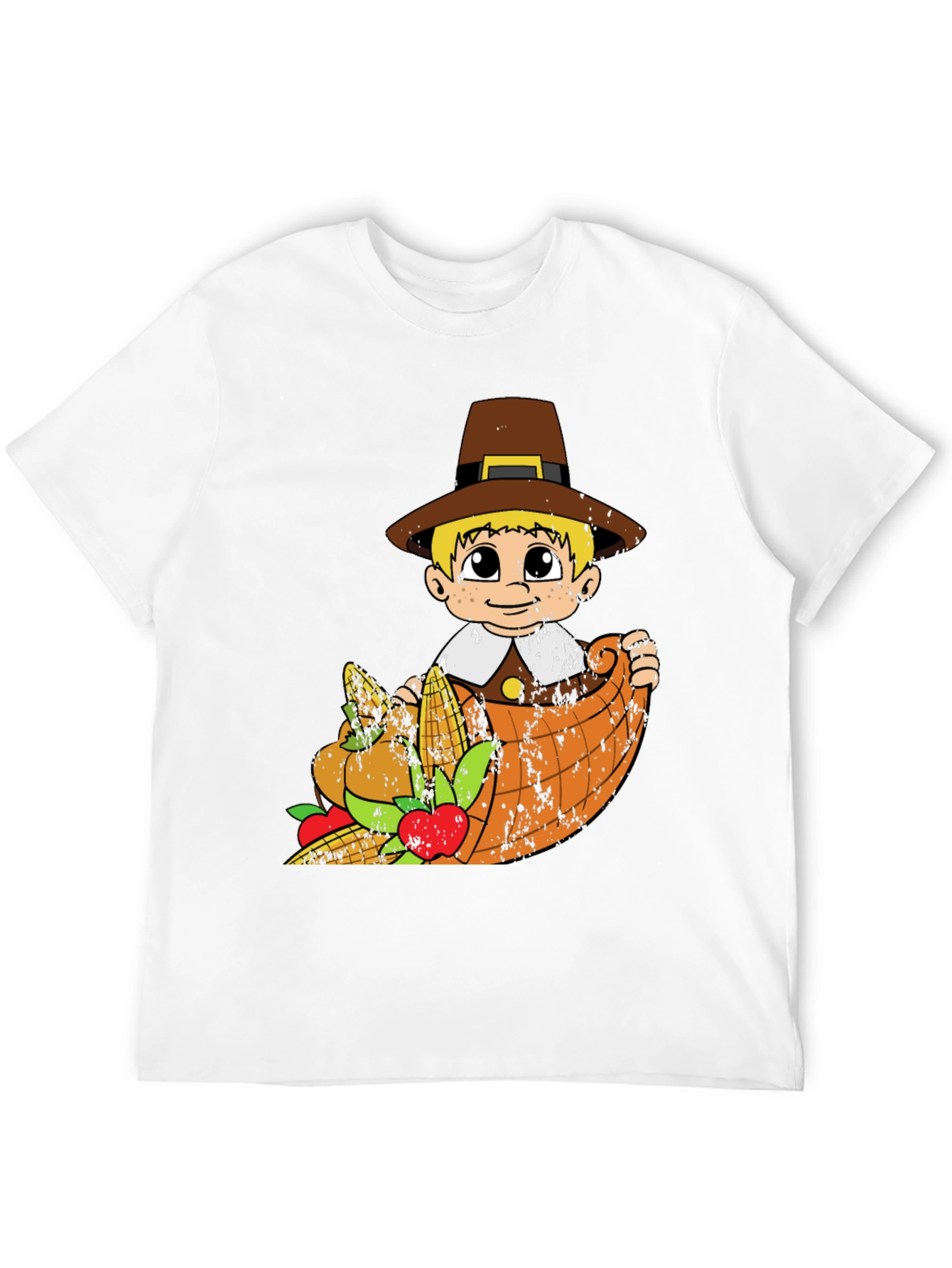 Thanksgiving Pilgrim Boy Cornucopia T-Shirt