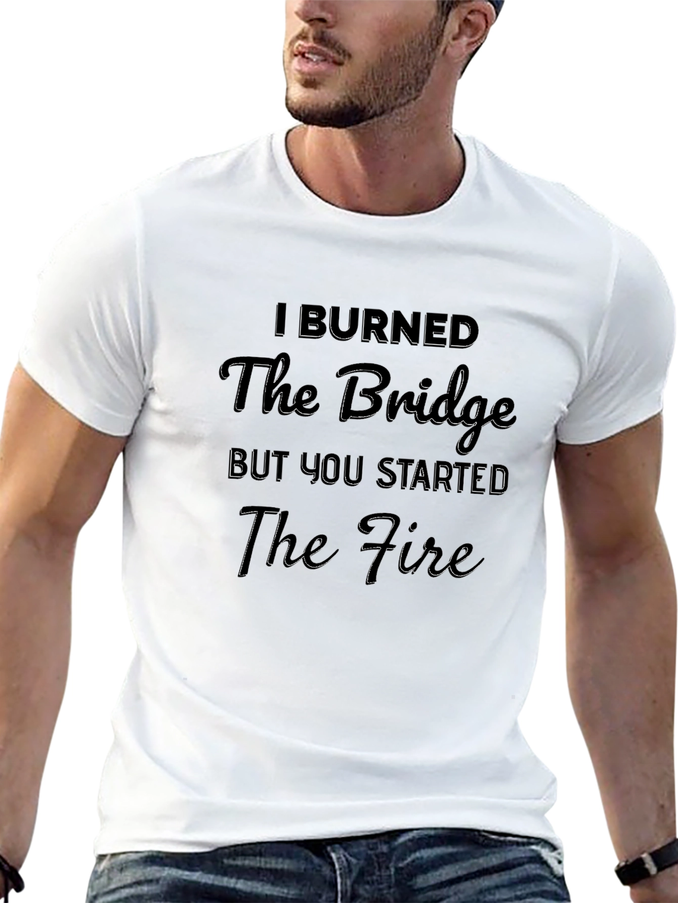 I Burned the Bridge Mens Black T-Shirt