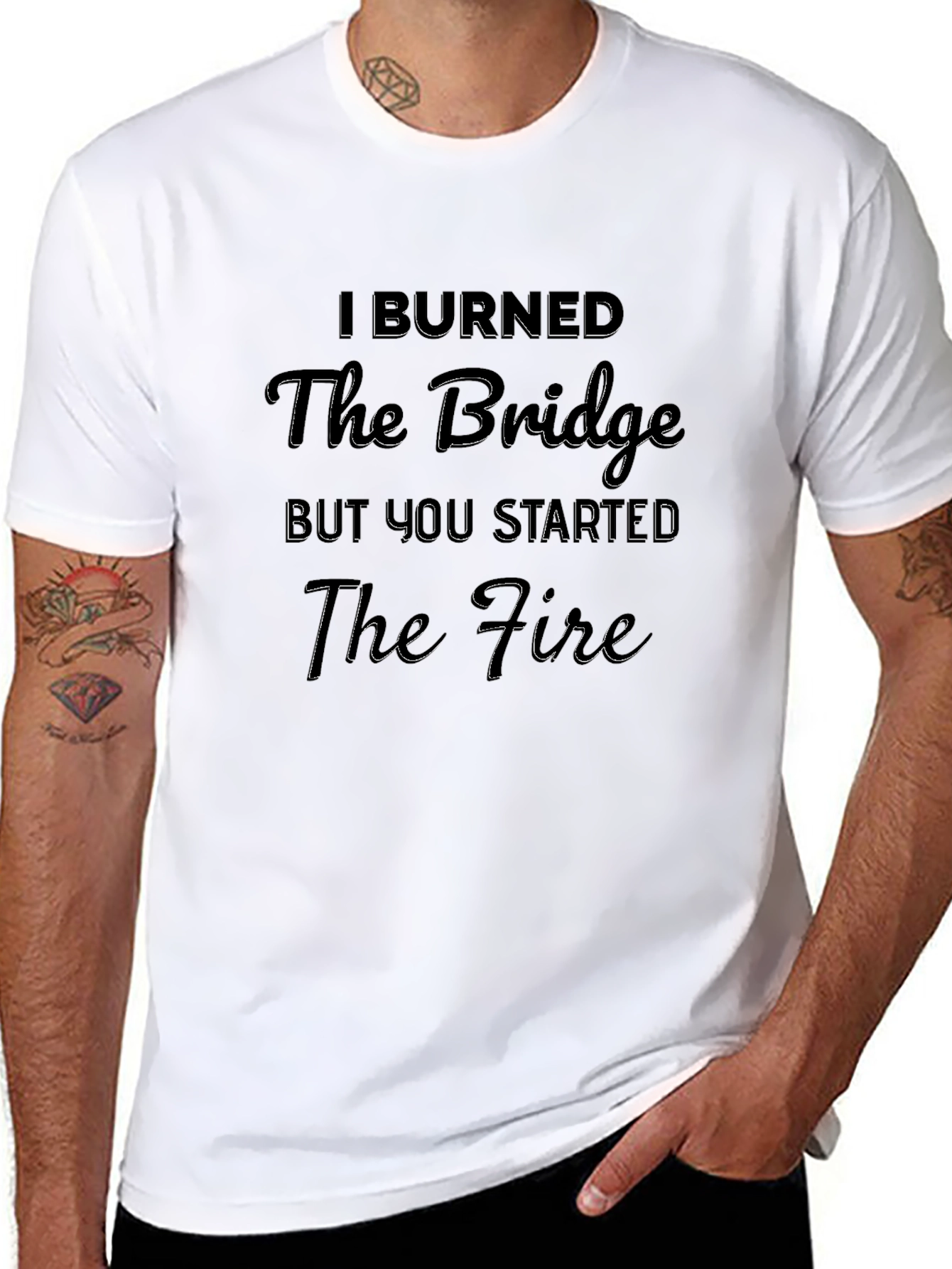I Burned the Bridge Mens Black T-Shirt