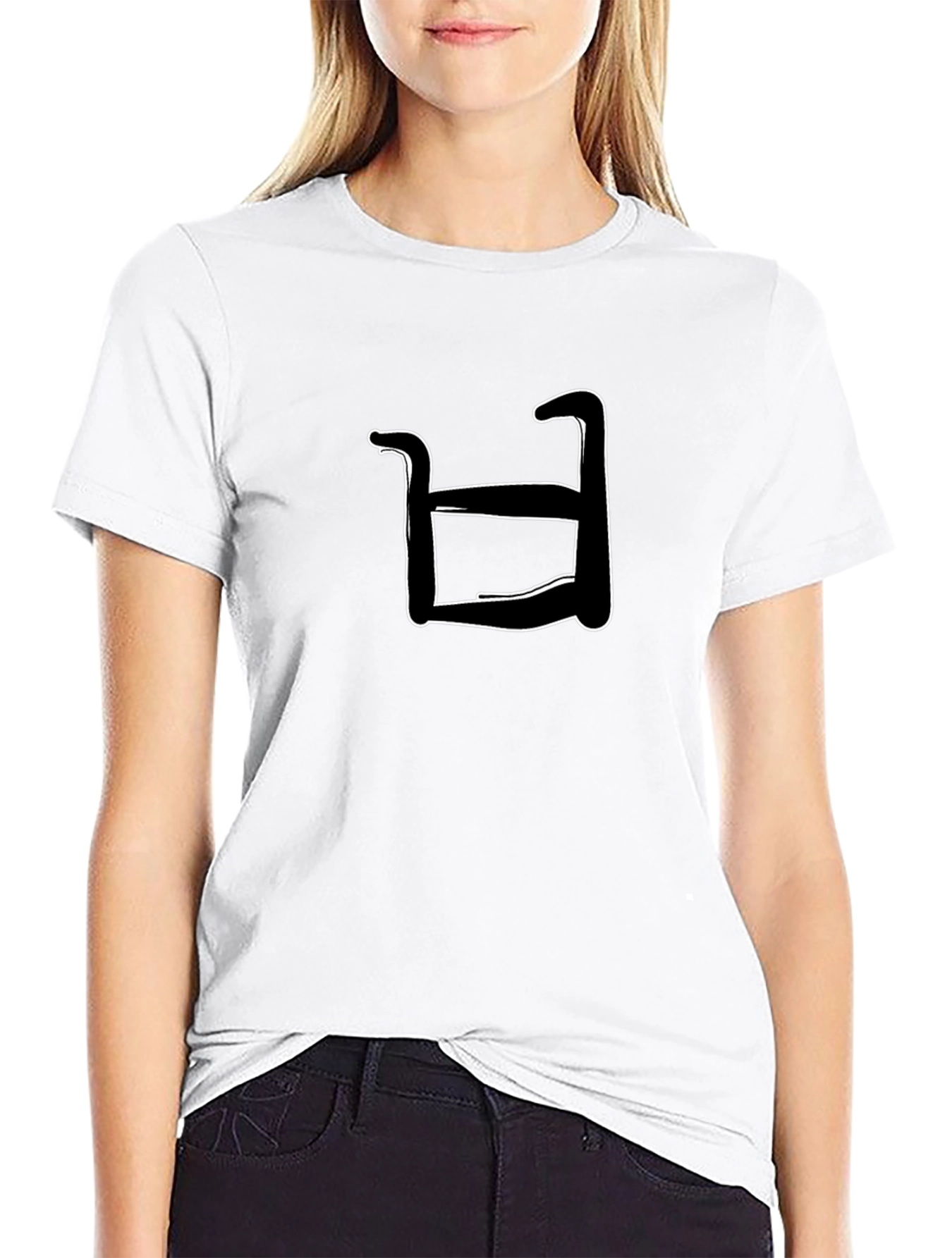 Abstract White Shape on Black T-Shirt