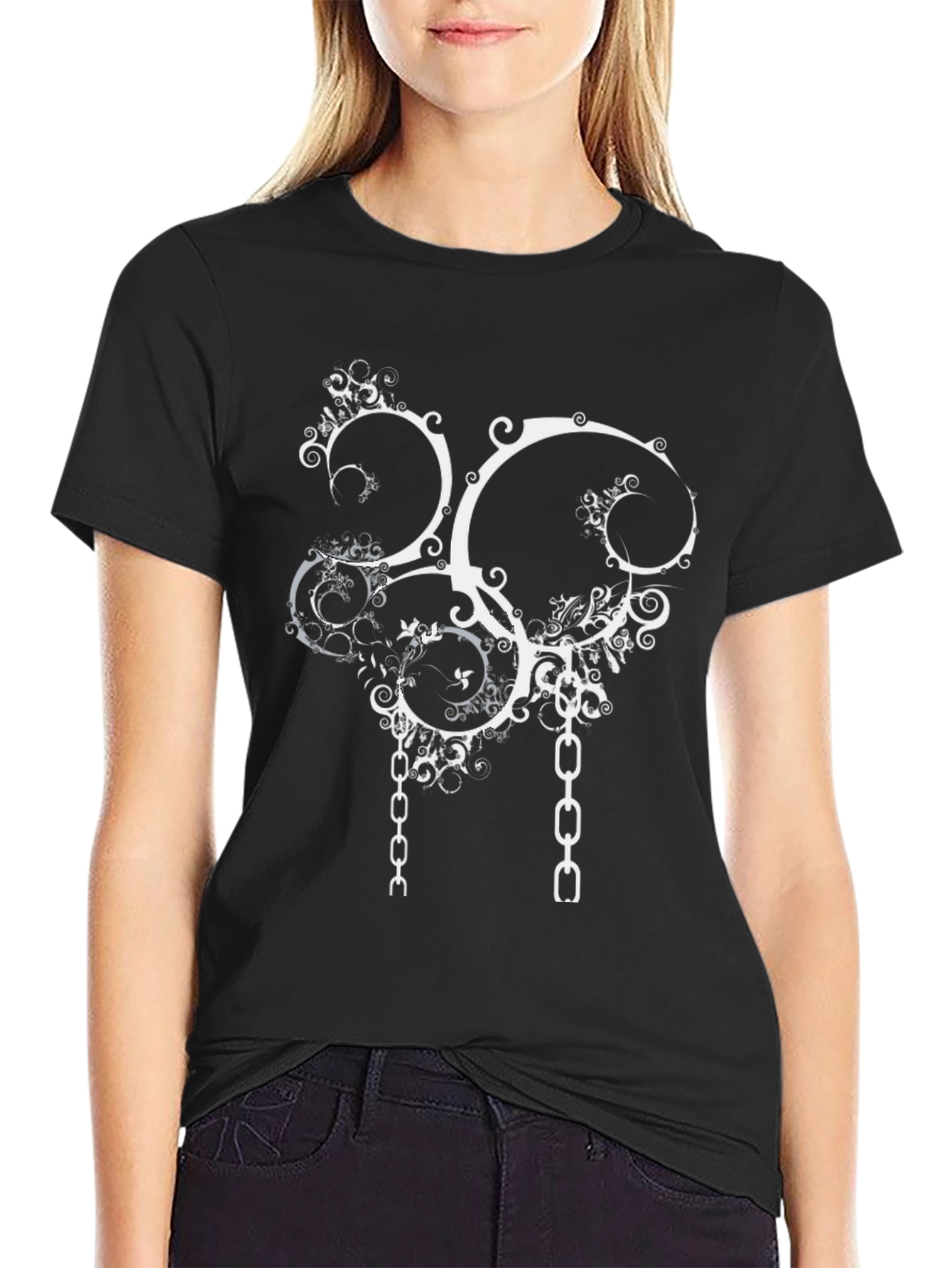 Abstract Chain Graphic Tee - Black