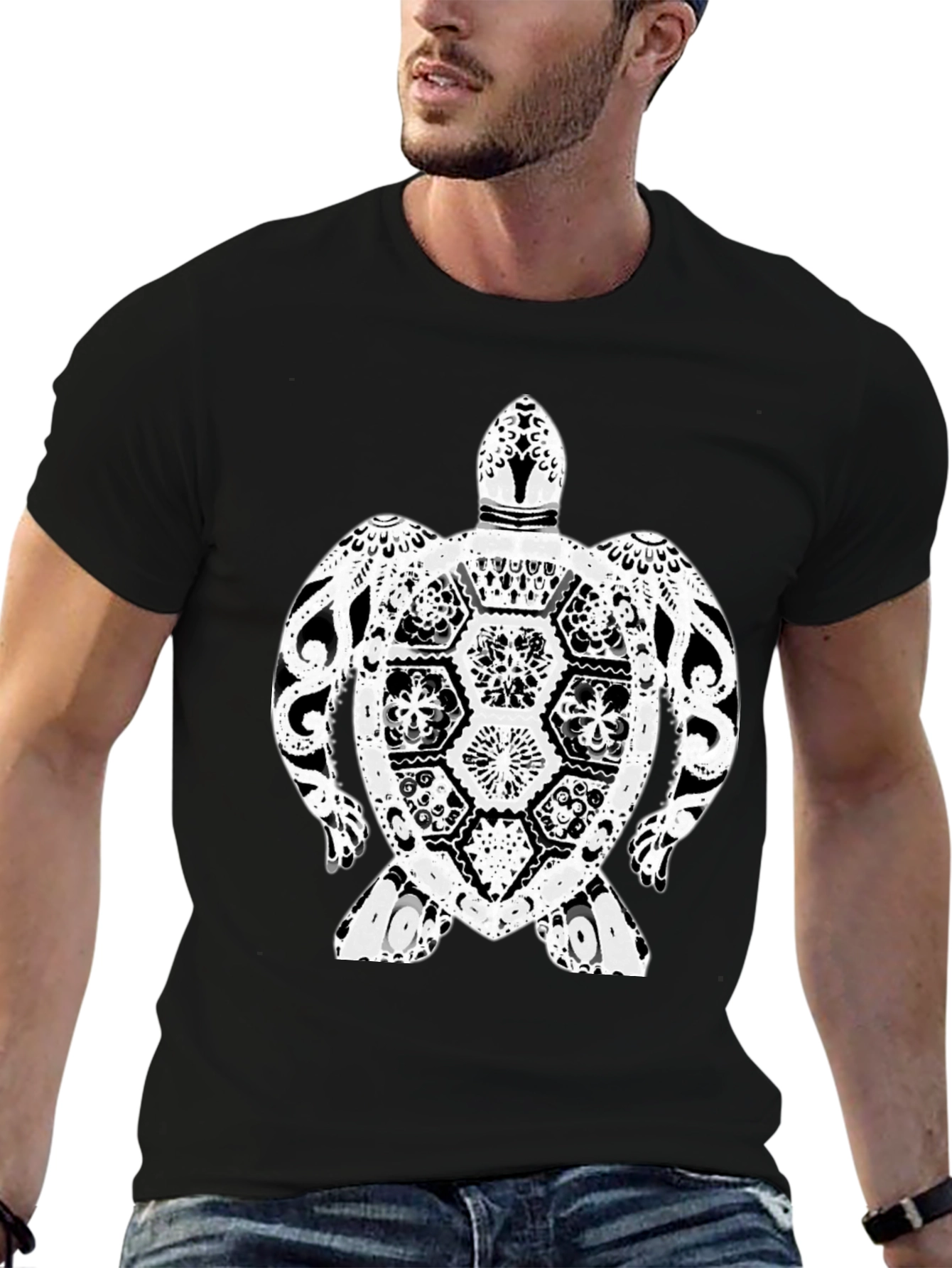 Turtle Graphic Tee - Black Casual T-Shirt