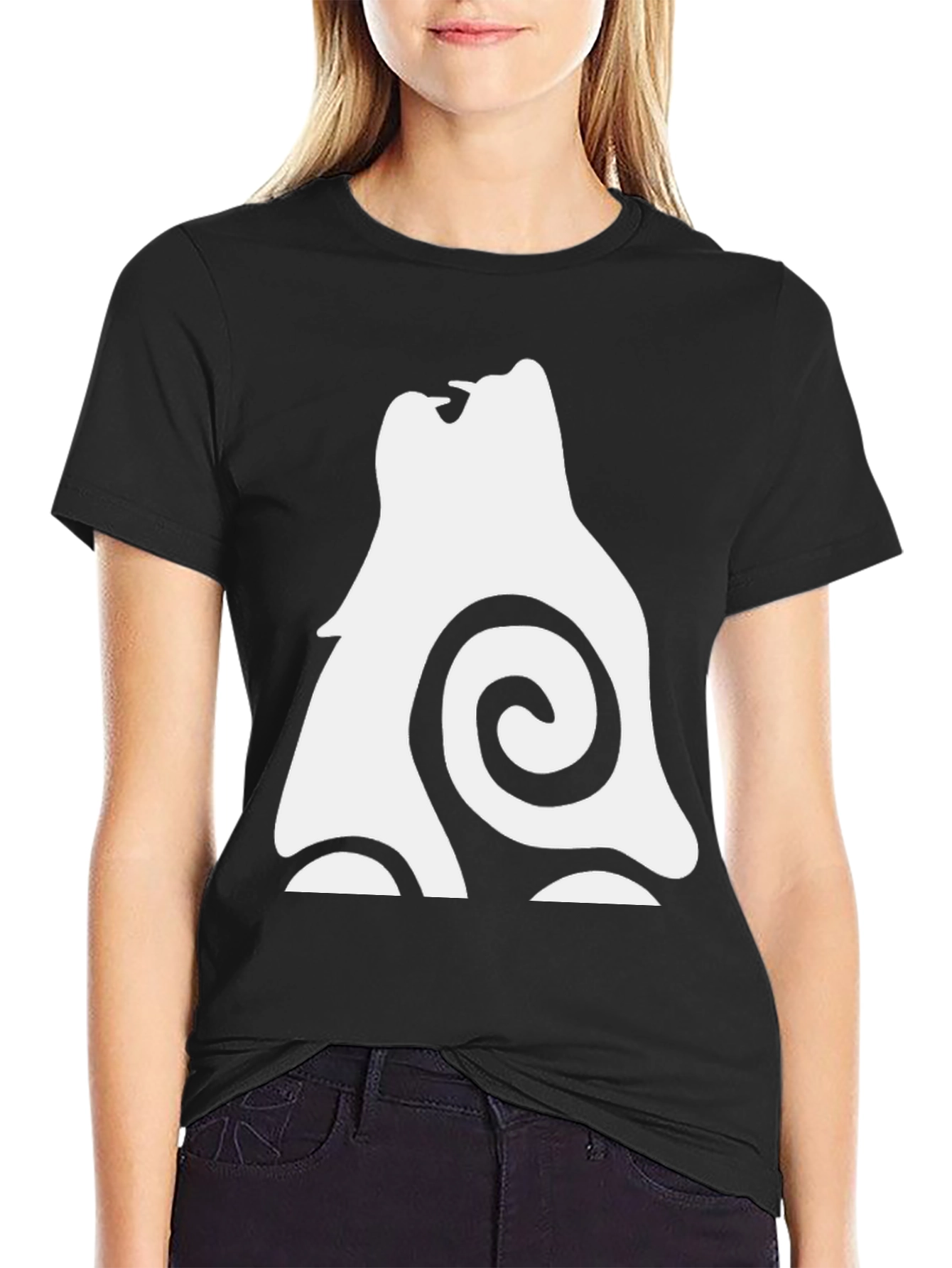 Mens Black T-Shirt - Abstract Wolf Design