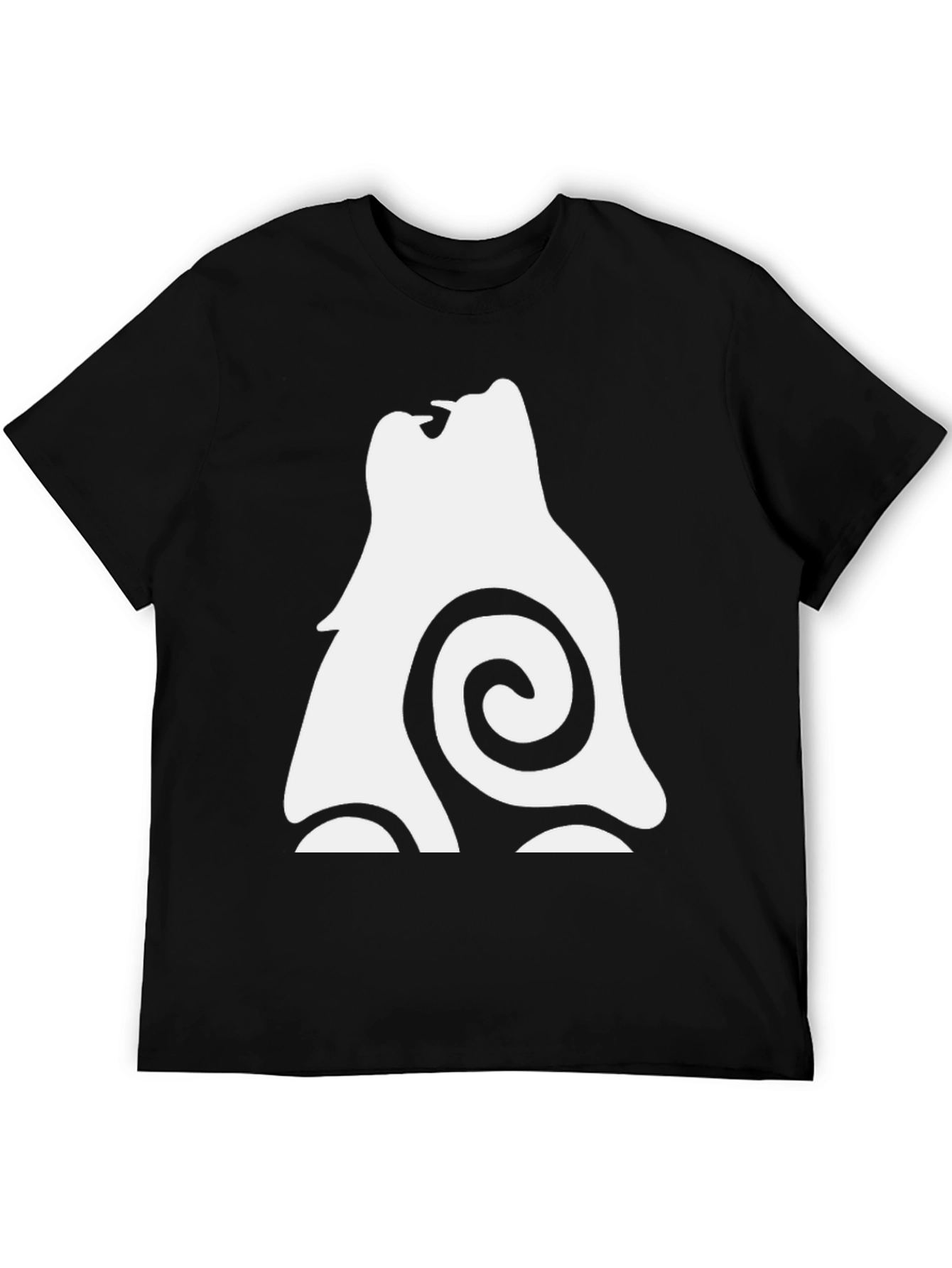 Mens Black T-Shirt - Abstract Wolf Design