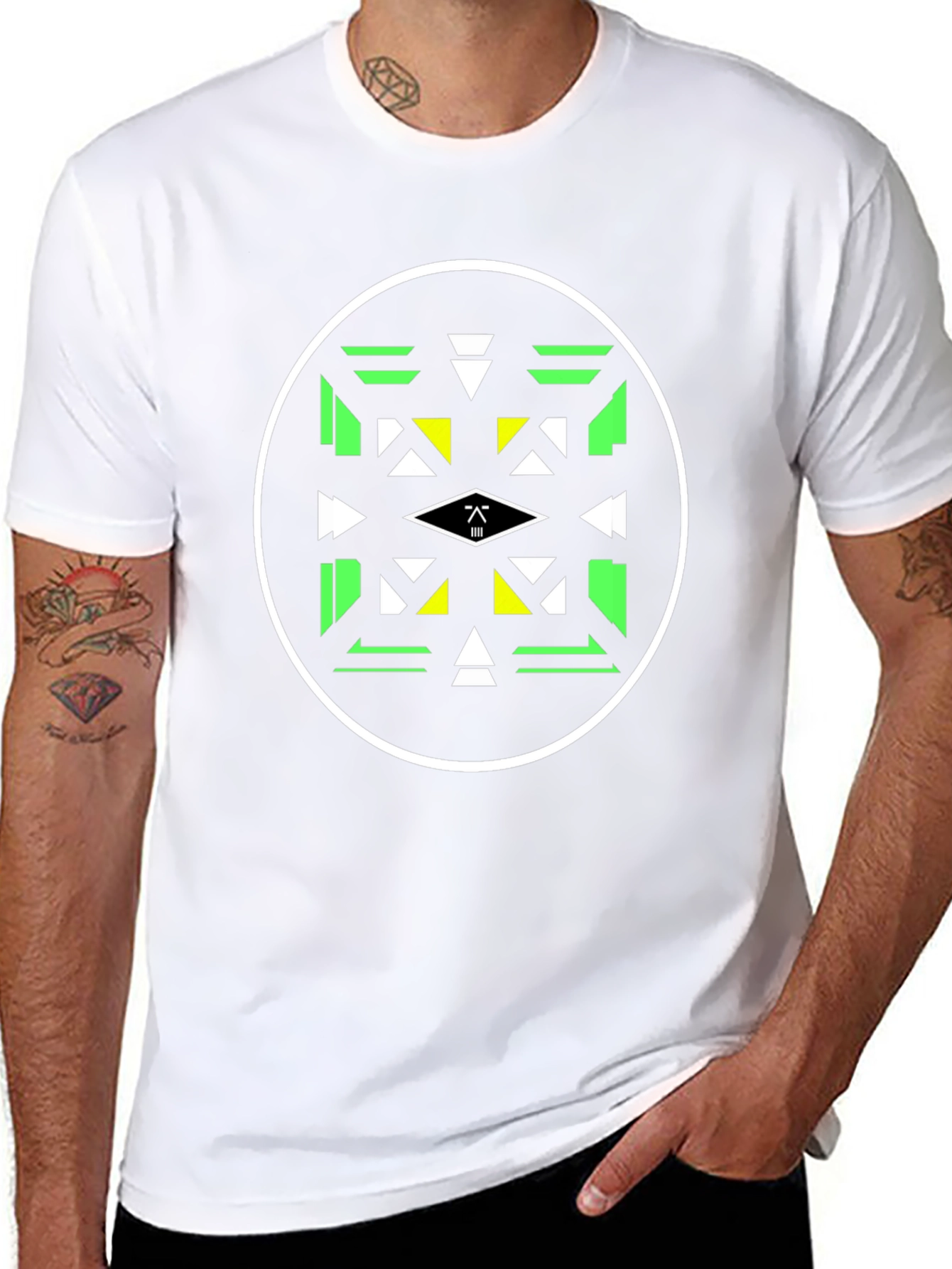 Geometric Circle Graphic Tee - Black