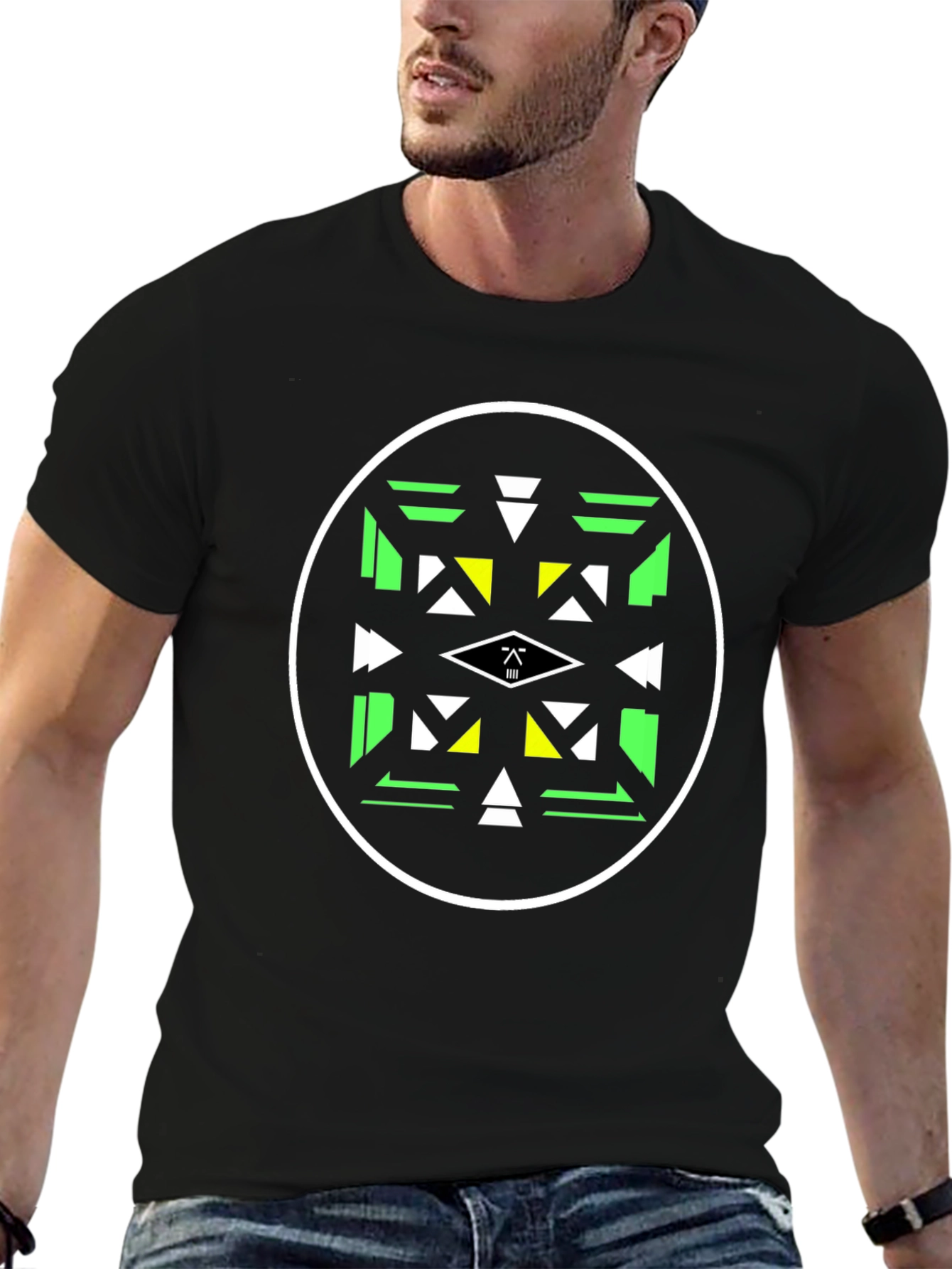 Geometric Circle Graphic Tee - Black
