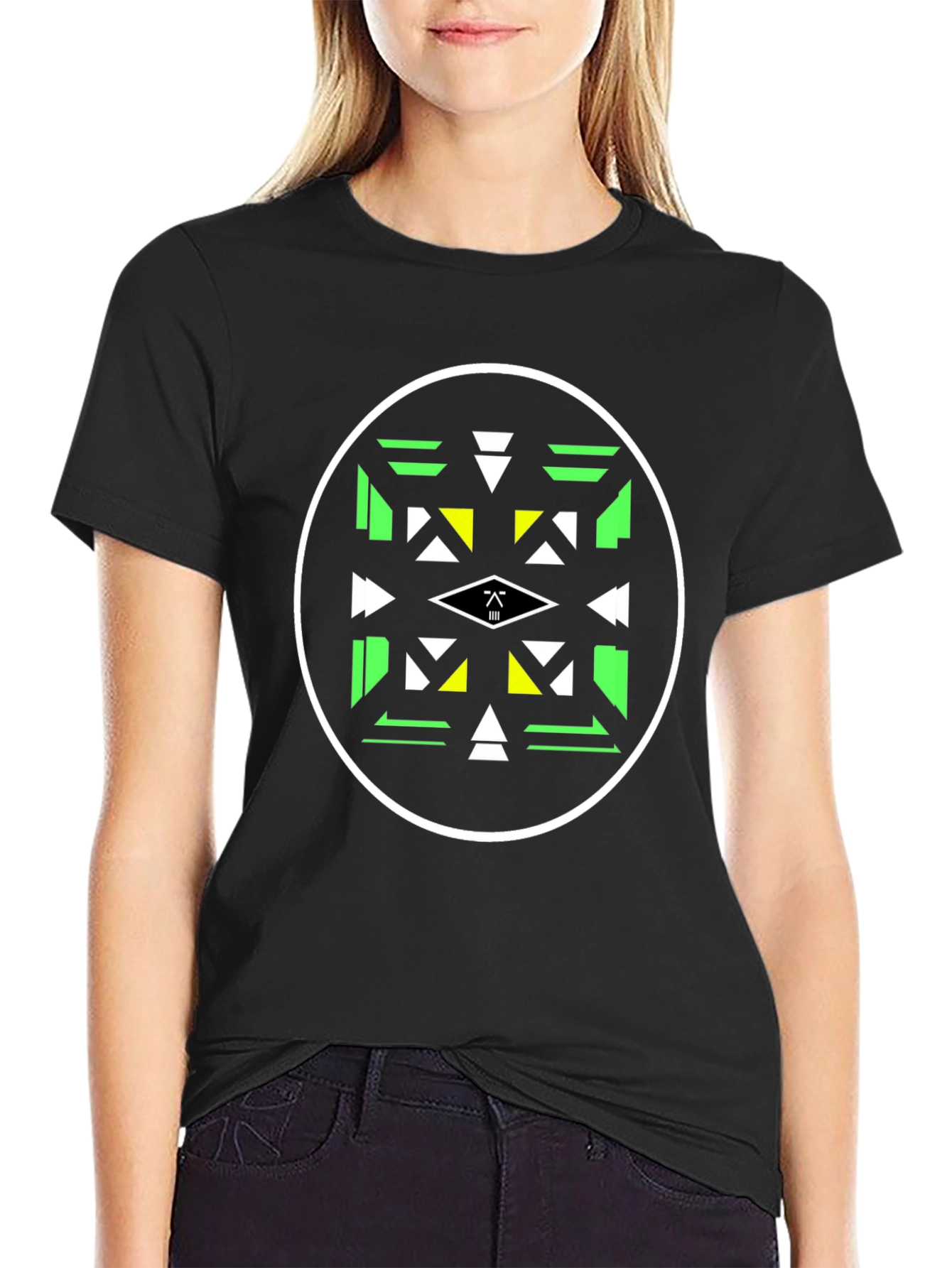 Geometric Circle Graphic Tee - Black