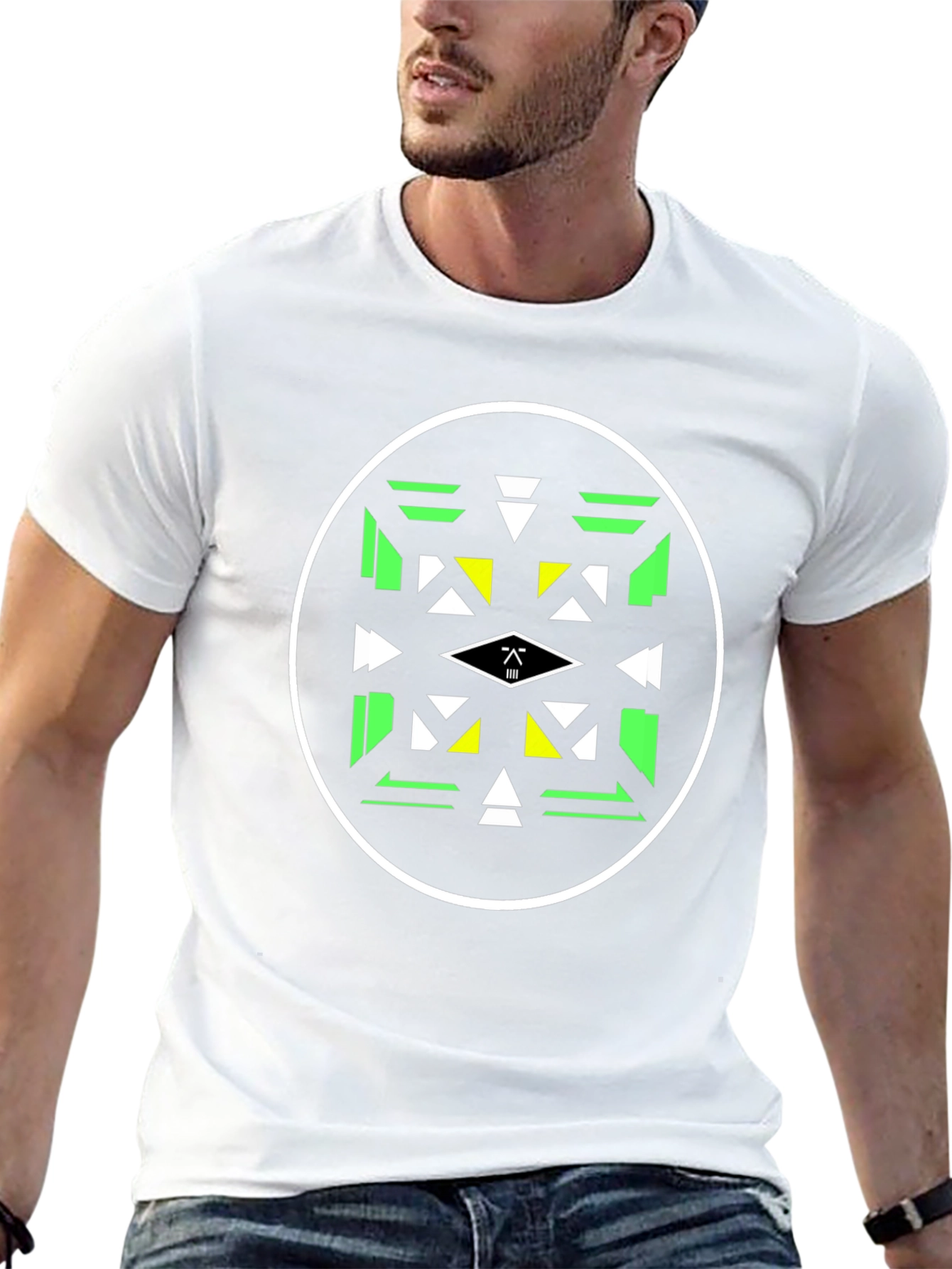 Geometric Circle Graphic Tee - Black
