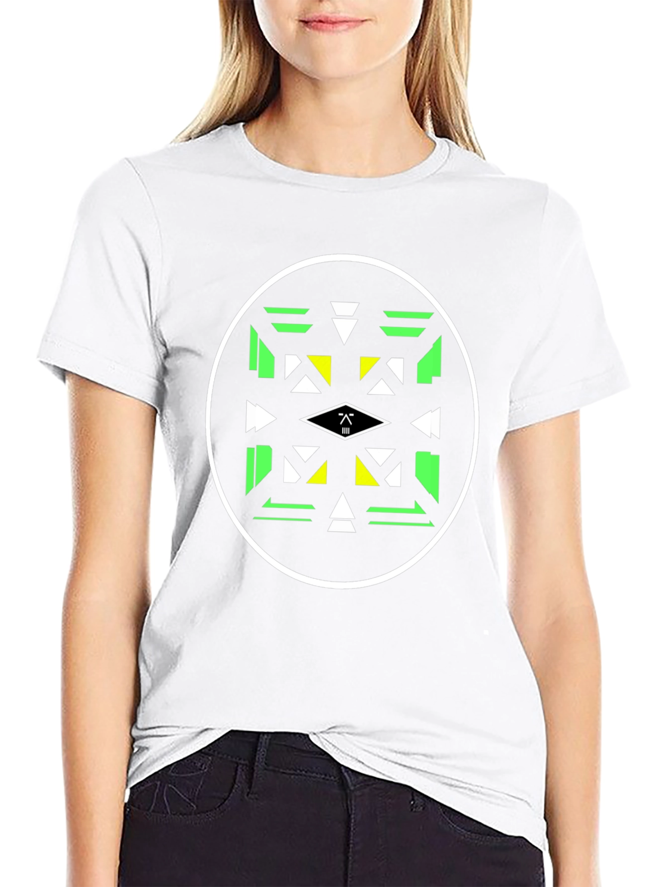 Geometric Circle Graphic Tee - Black