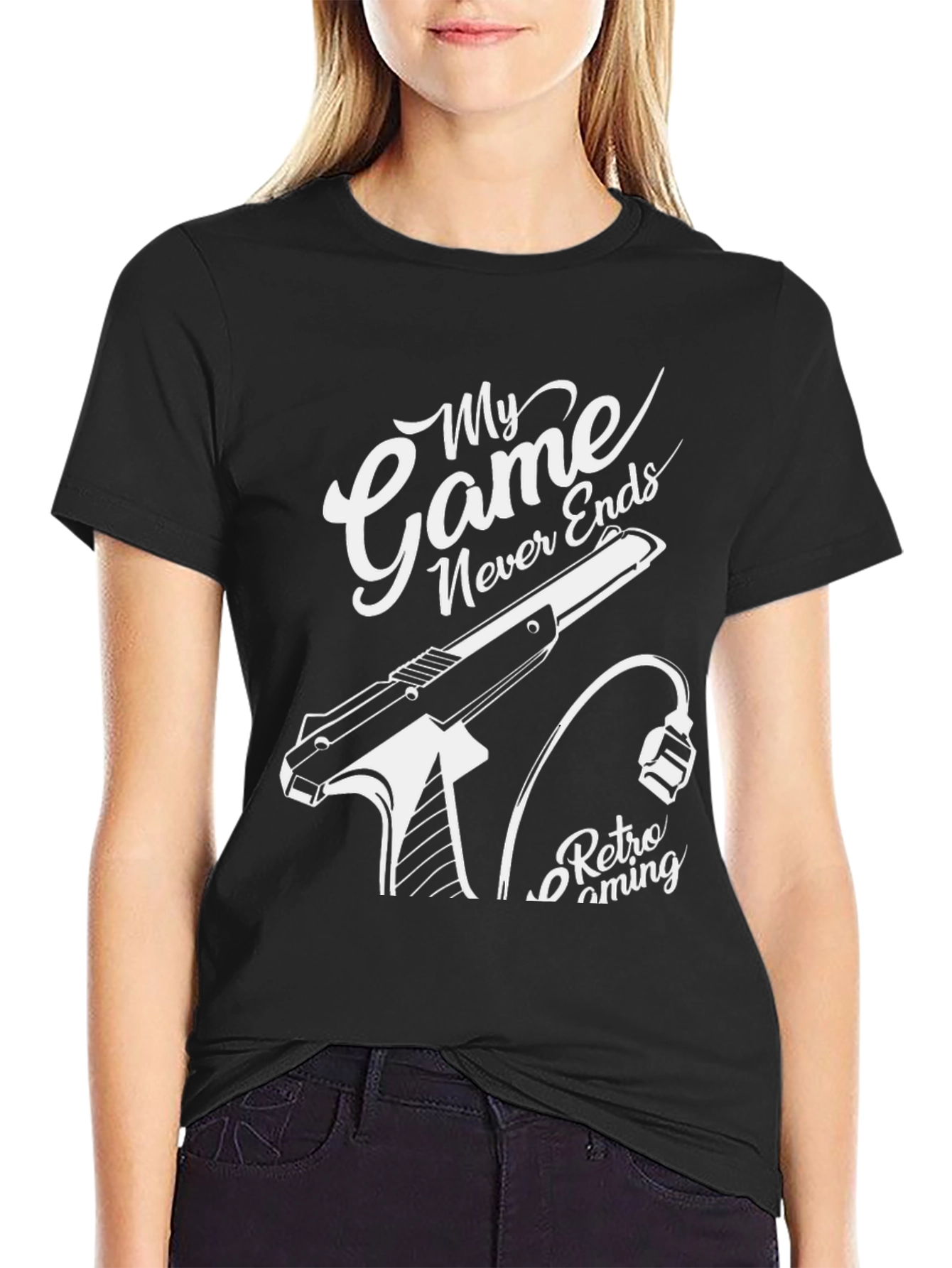 Retro Gaming Tee: My Game Never Ends Black T-Shirt