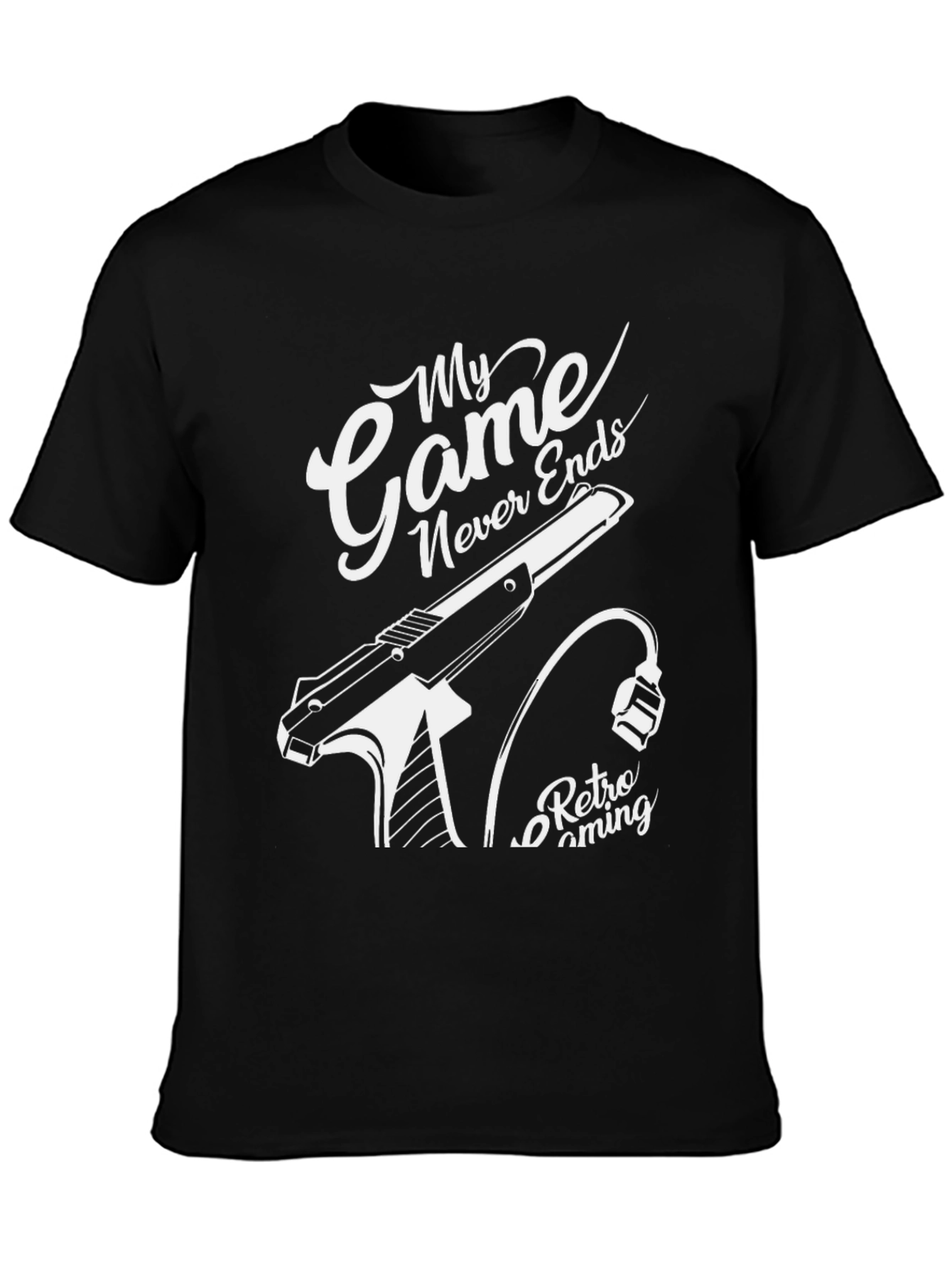 Retro Gaming Tee: My Game Never Ends Black T-Shirt