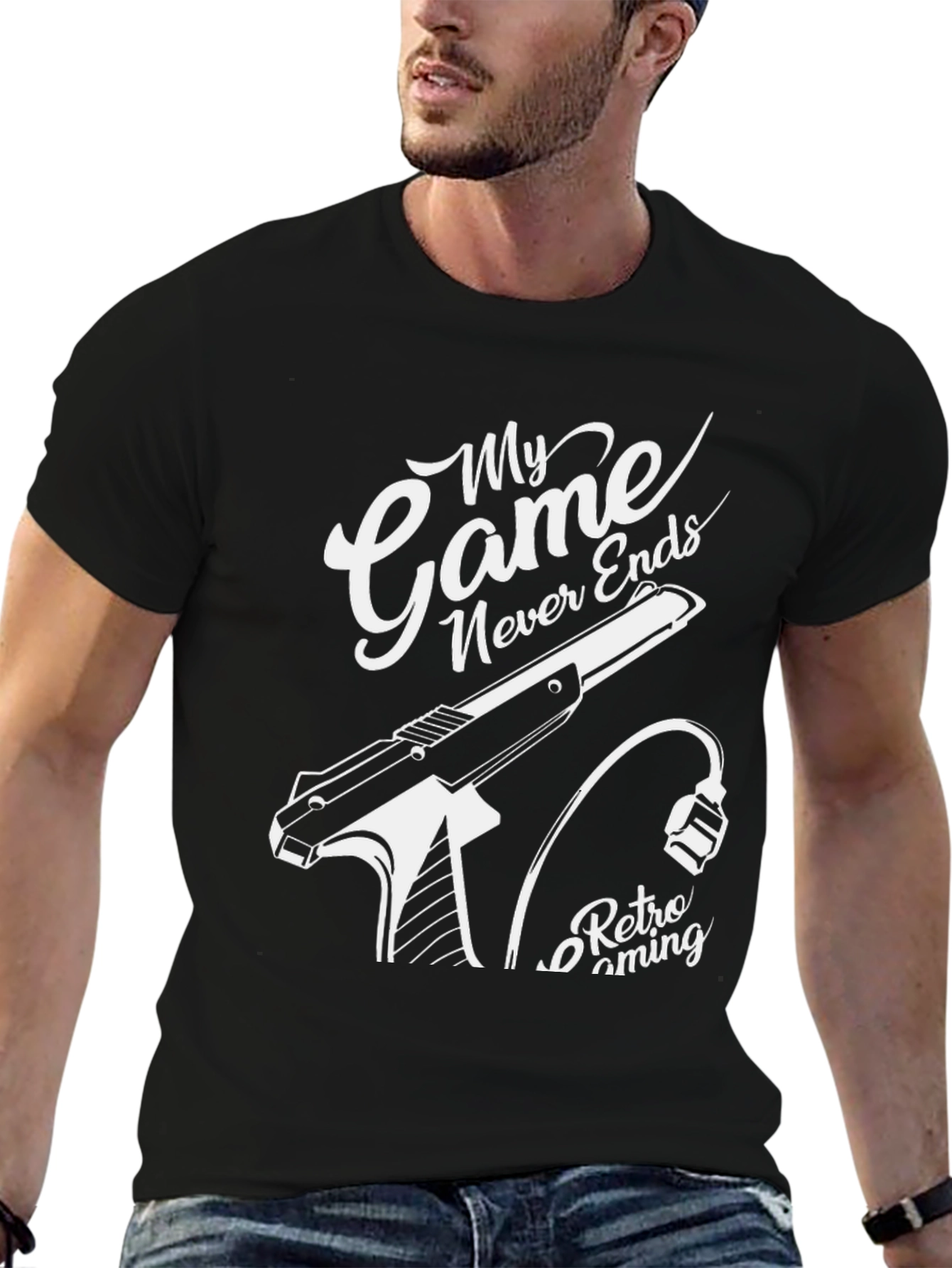 Retro Gaming Tee: My Game Never Ends Black T-Shirt