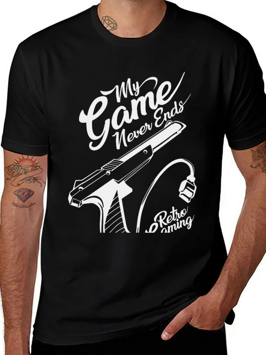 Retro Gaming Tee: My Game Never Ends Black T-Shirt