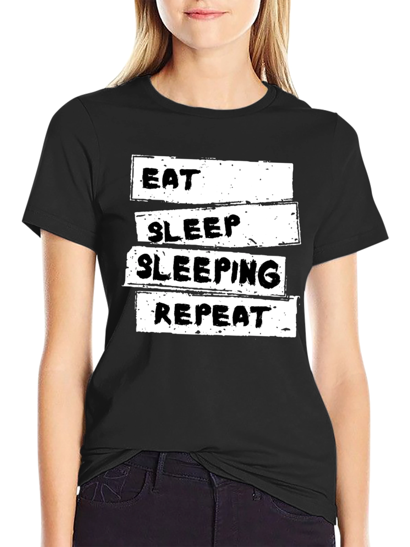Eat Sleep Sleeping Repeat Black T-Shirt