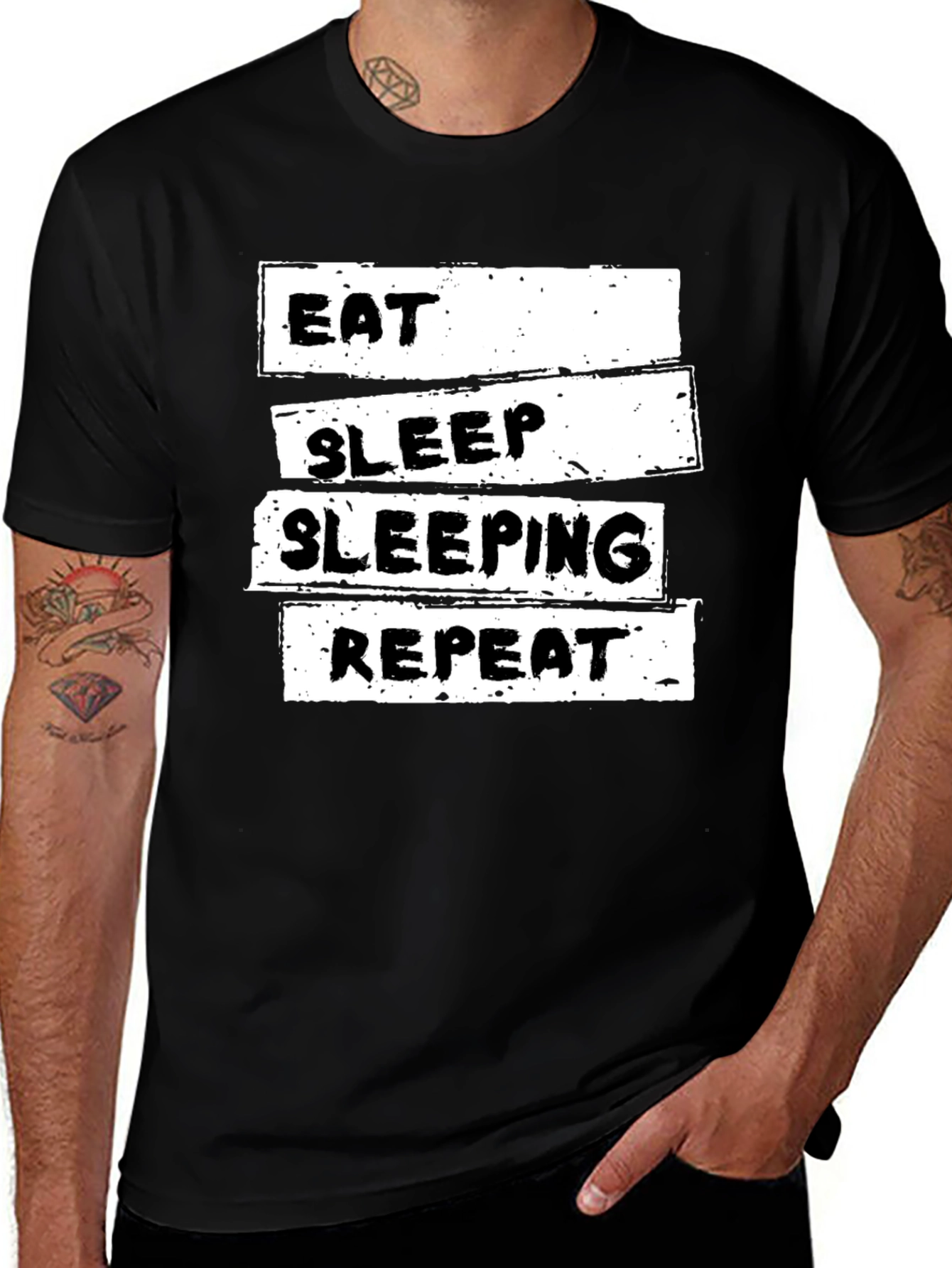 Eat Sleep Sleeping Repeat Black T-Shirt