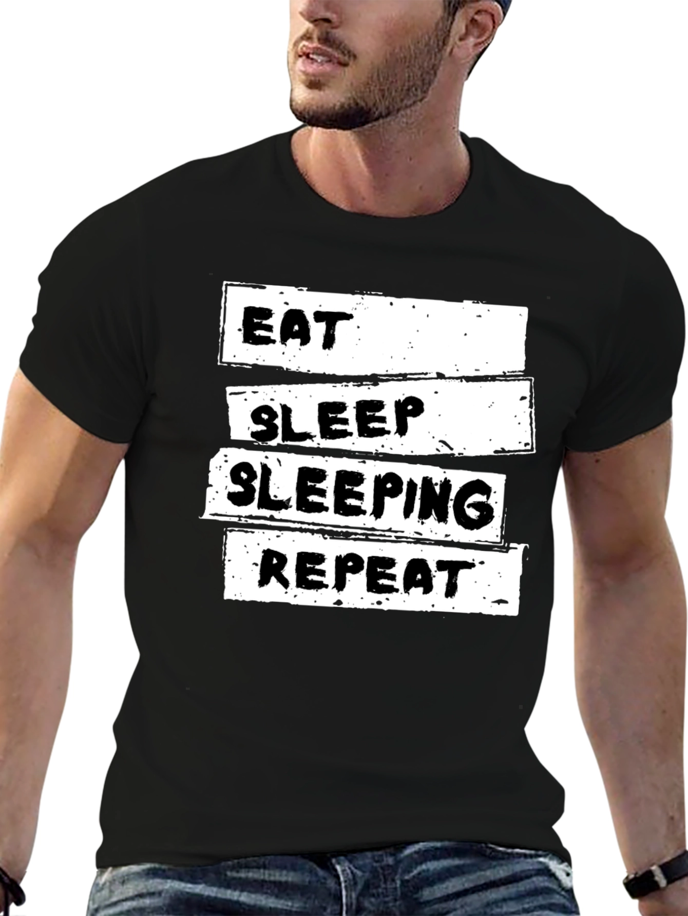 Eat Sleep Sleeping Repeat Black T-Shirt