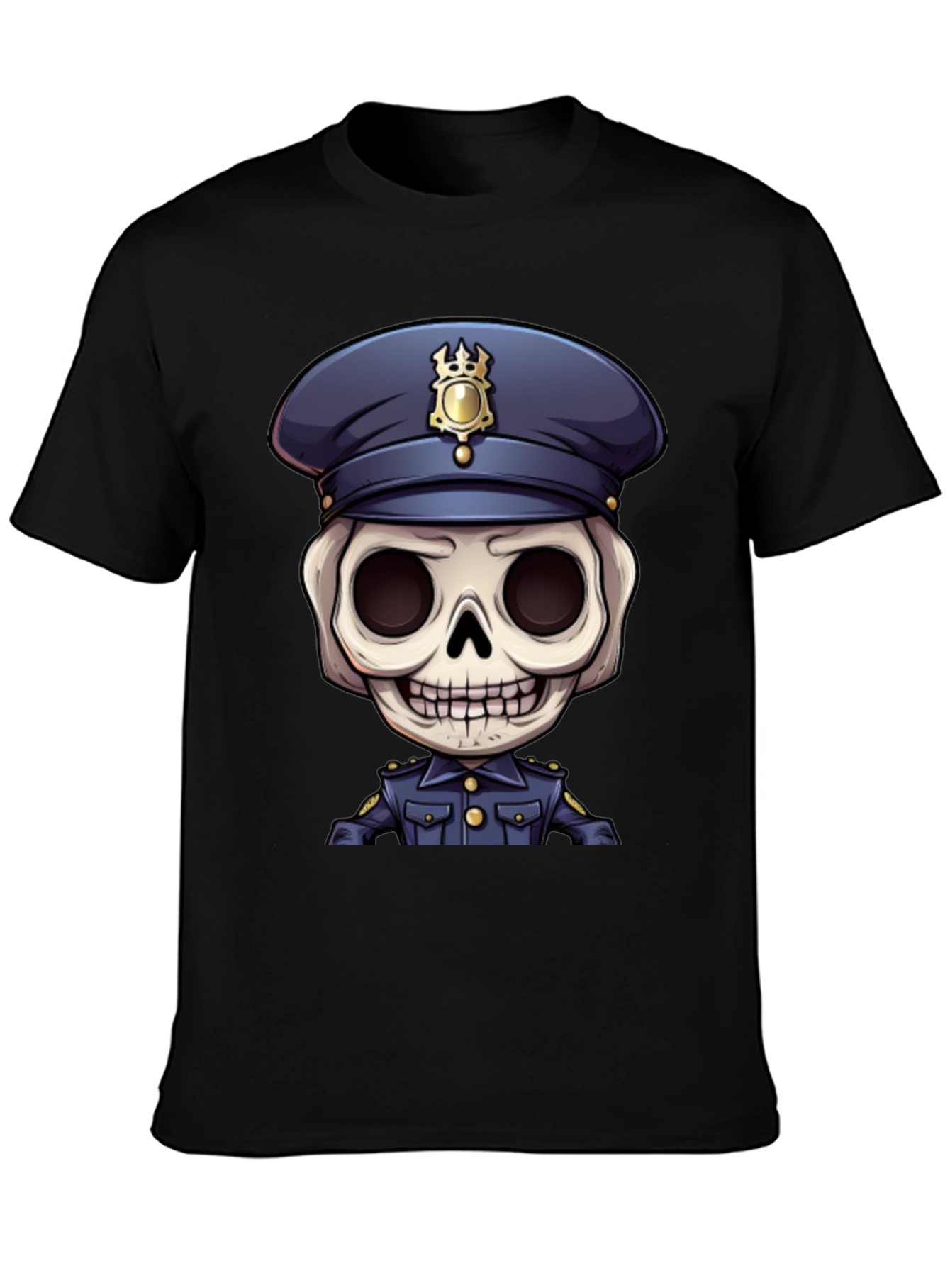 Skeleton Police Officer Graphic T-Shirt