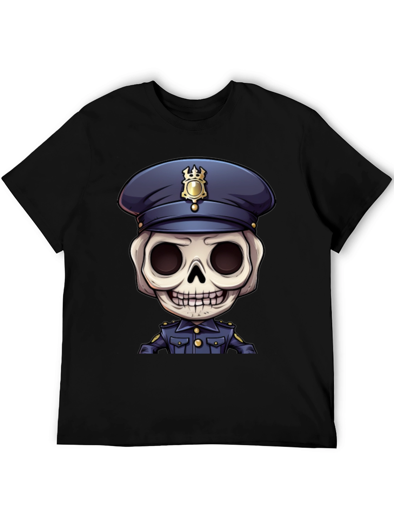 Skeleton Police Officer Graphic T-Shirt