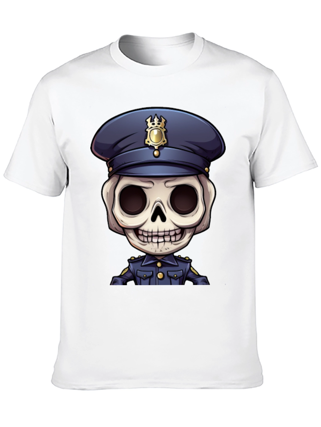 Skeleton Police Officer Graphic T-Shirt