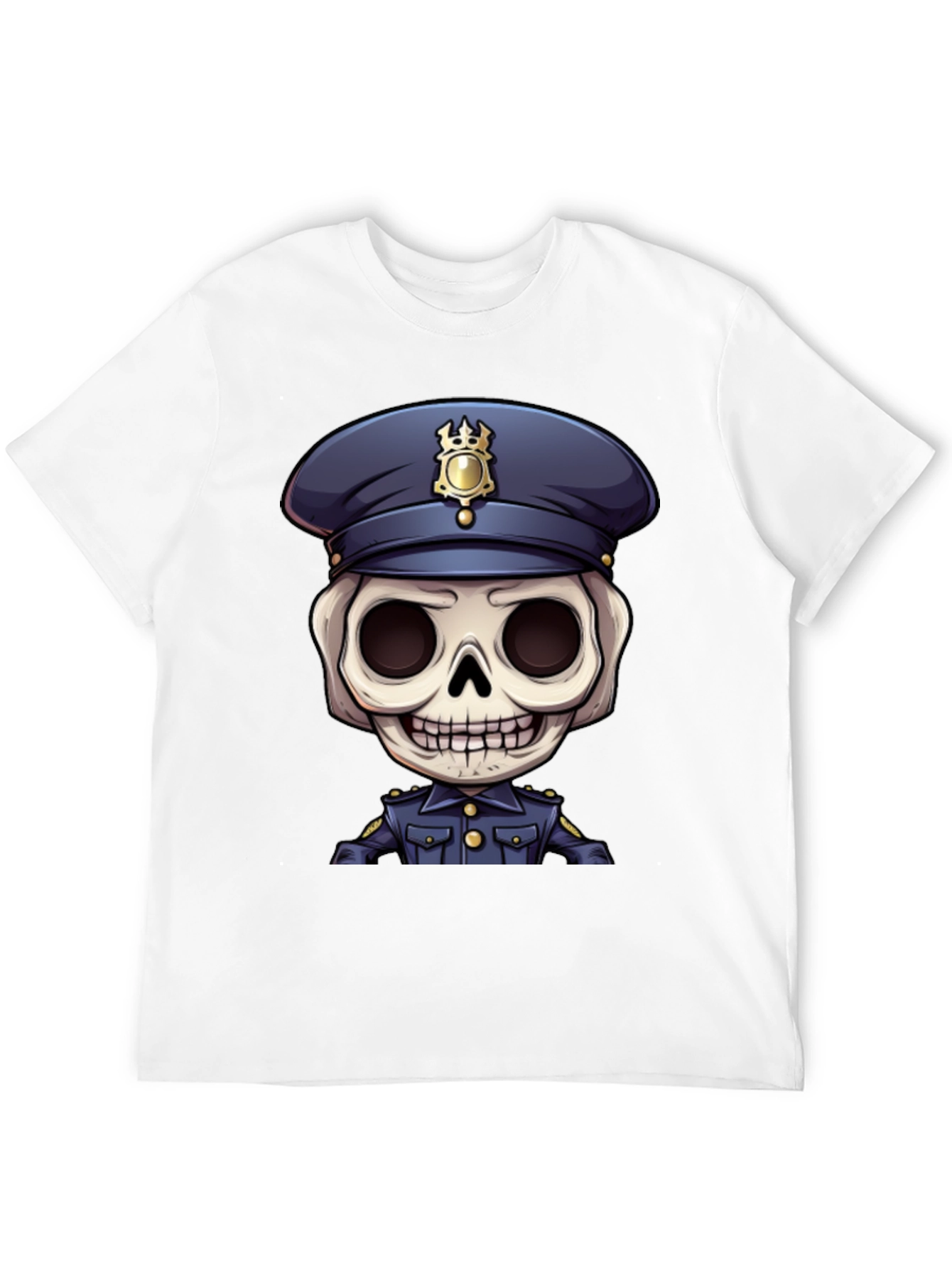 Skeleton Police Officer Graphic T-Shirt