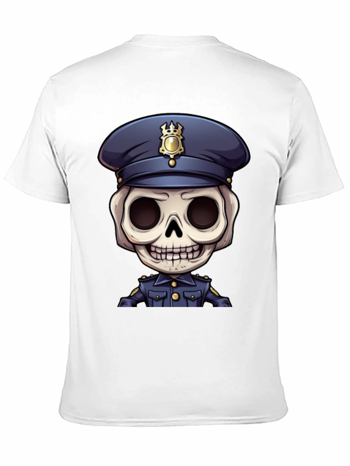 Skeleton Police Officer Graphic T-Shirt